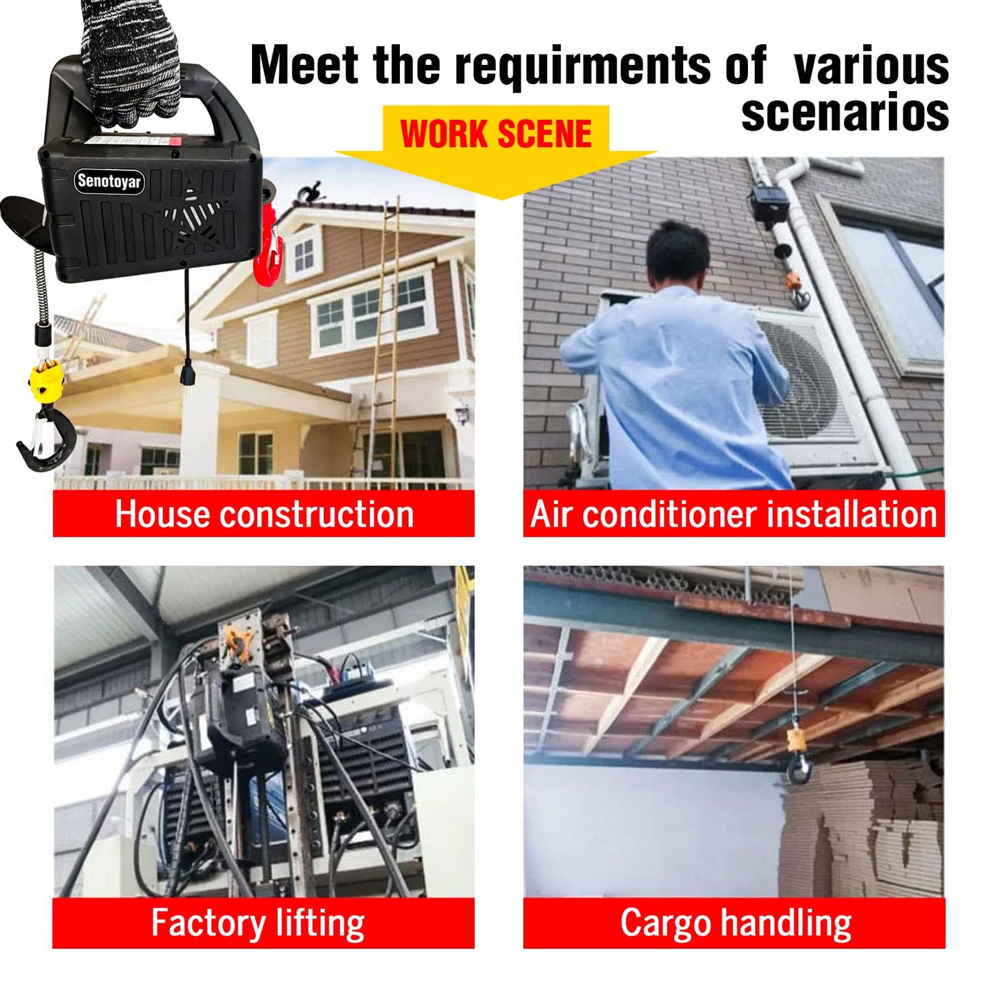 Electric Hoist Winch 3 in 1,1100lbs Electric Hoist 110 Volt 1500W Portable Electric Winch with Remote Control/Manual/Cable,Chain Hoist Overload Protection 25ft Lifting Height for Towing&Copper Motor