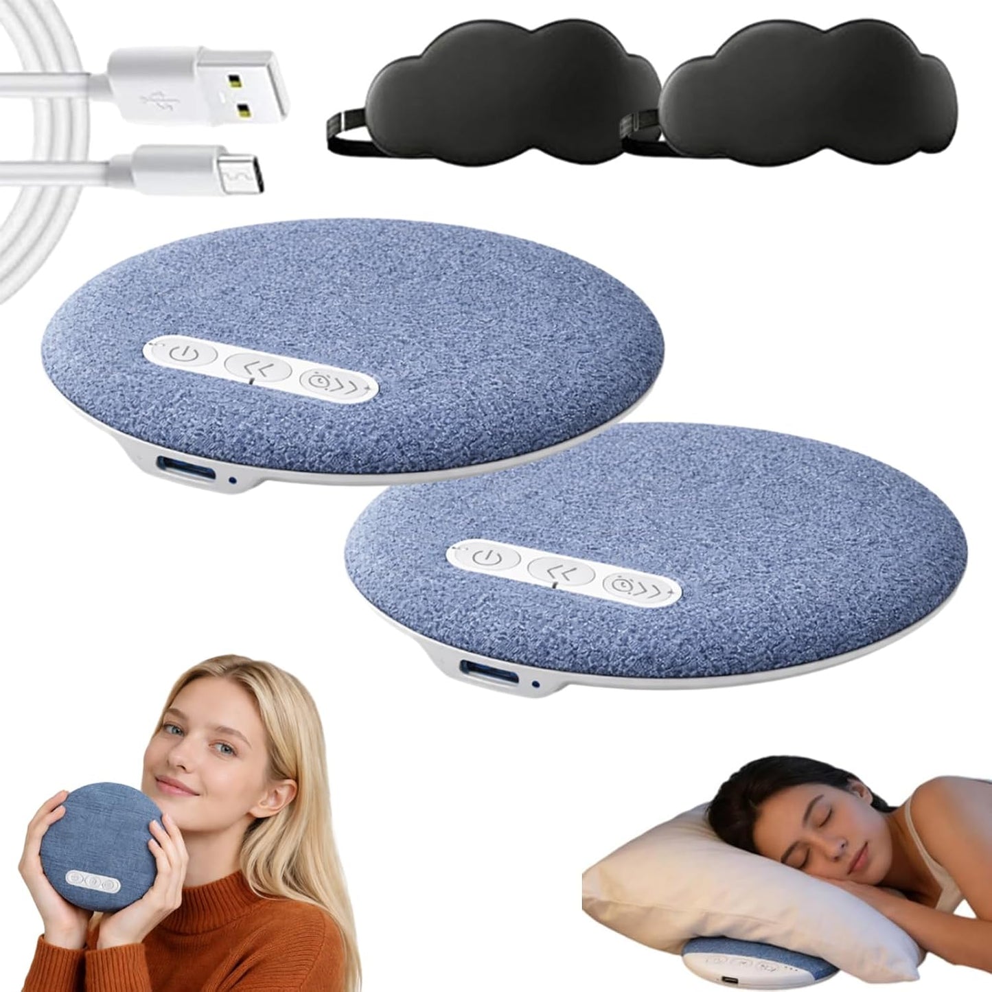 MENLINDIN 6.0 48h (2) Pillow Speakers for Sleeping, Ultra-Thin Bluetooth Pillow Speaker with Bluetooth - Bone