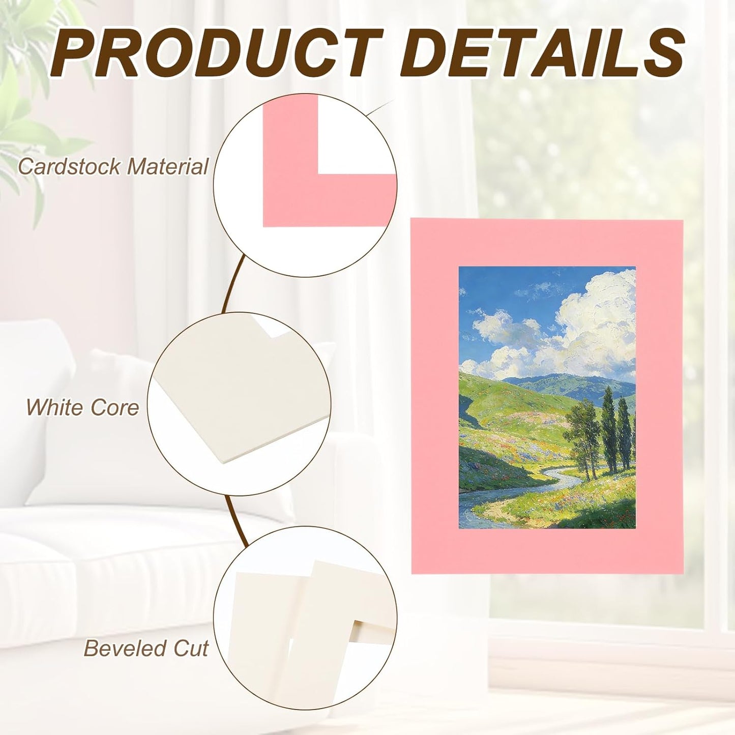 10 7 5 Inch uxcell Pcs Picture Frame Mats, x Picture Mats for Frames, Photo Mattes Angled Cut Board for Photos Prints