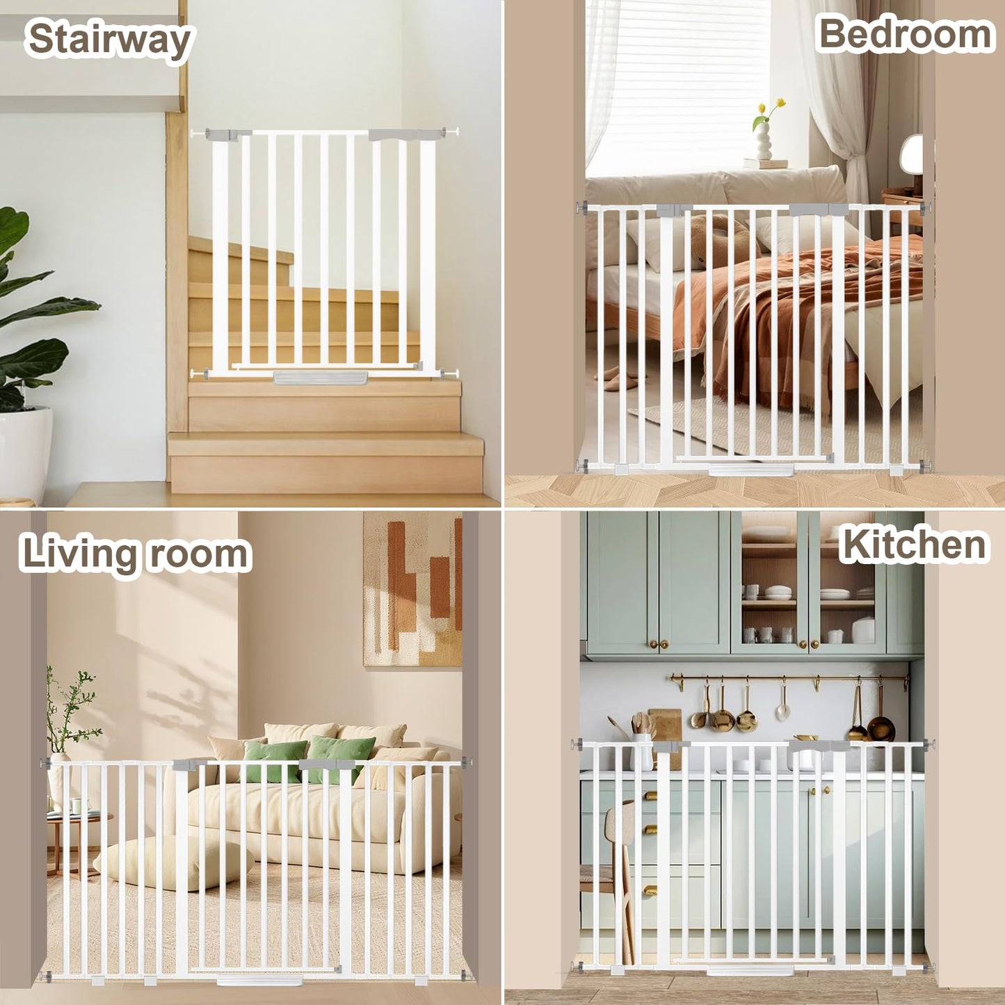 Amibud Extra Wide Baby Gate Fits 30-63 Inch Wide Opening, Toddler Pet Gate for Stairs Doorways Hallways Indoor, Walk Thru Large Long Dog Gates Pressure Mounted Black