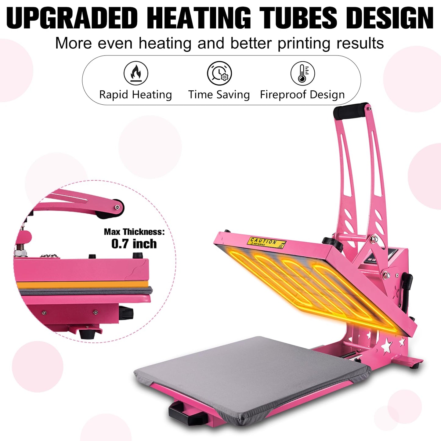 CoolSub Heat Press 15x15 Inch Slide Out Heat Press Machine, Industrial Digital Heat Transfer Machine Sublimation for T-Shirt Hot Pink