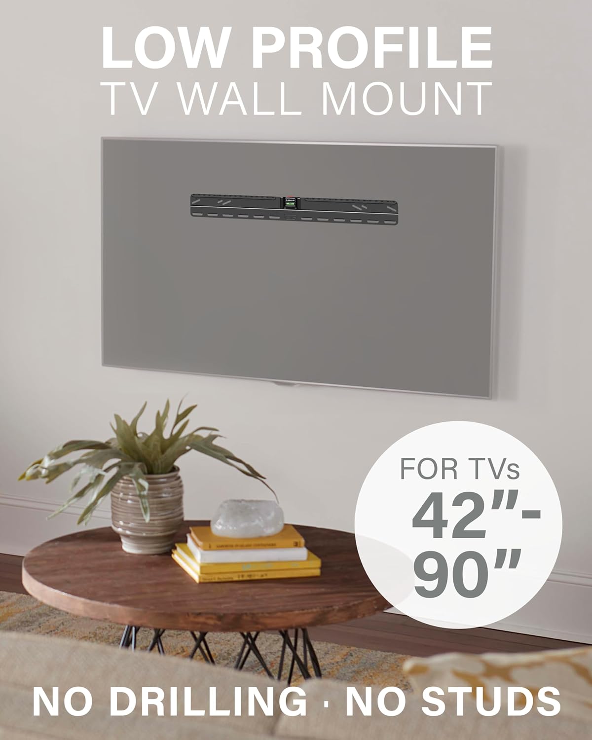 Sanus 22 55 inch No Stud TV Wall Mount - Low Profile to TV Wall Mount with Easy DIY Install - Includes Built-in Safety