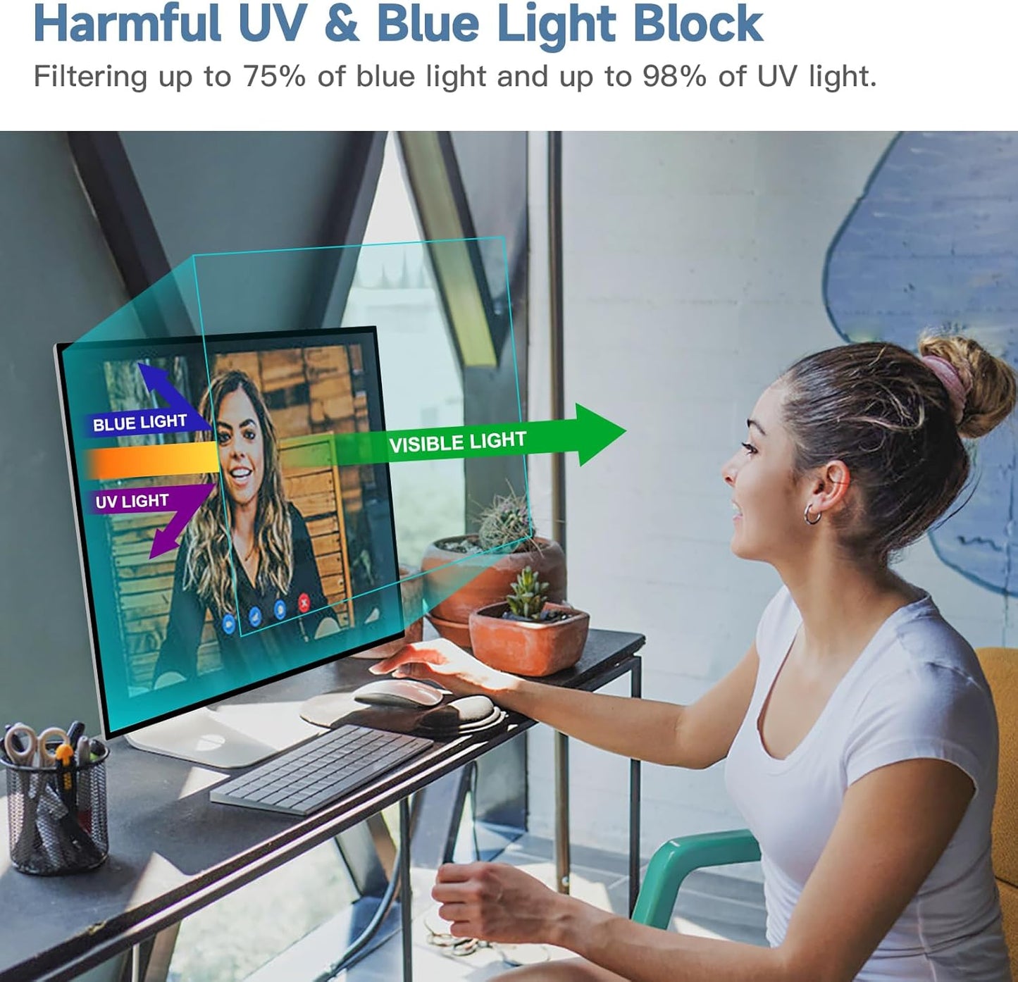 34 Inch 21:9 34'' Monitor Blue Light Filter Desktop Screen Protector, Anti Glare Film Eye Protection Blue Light