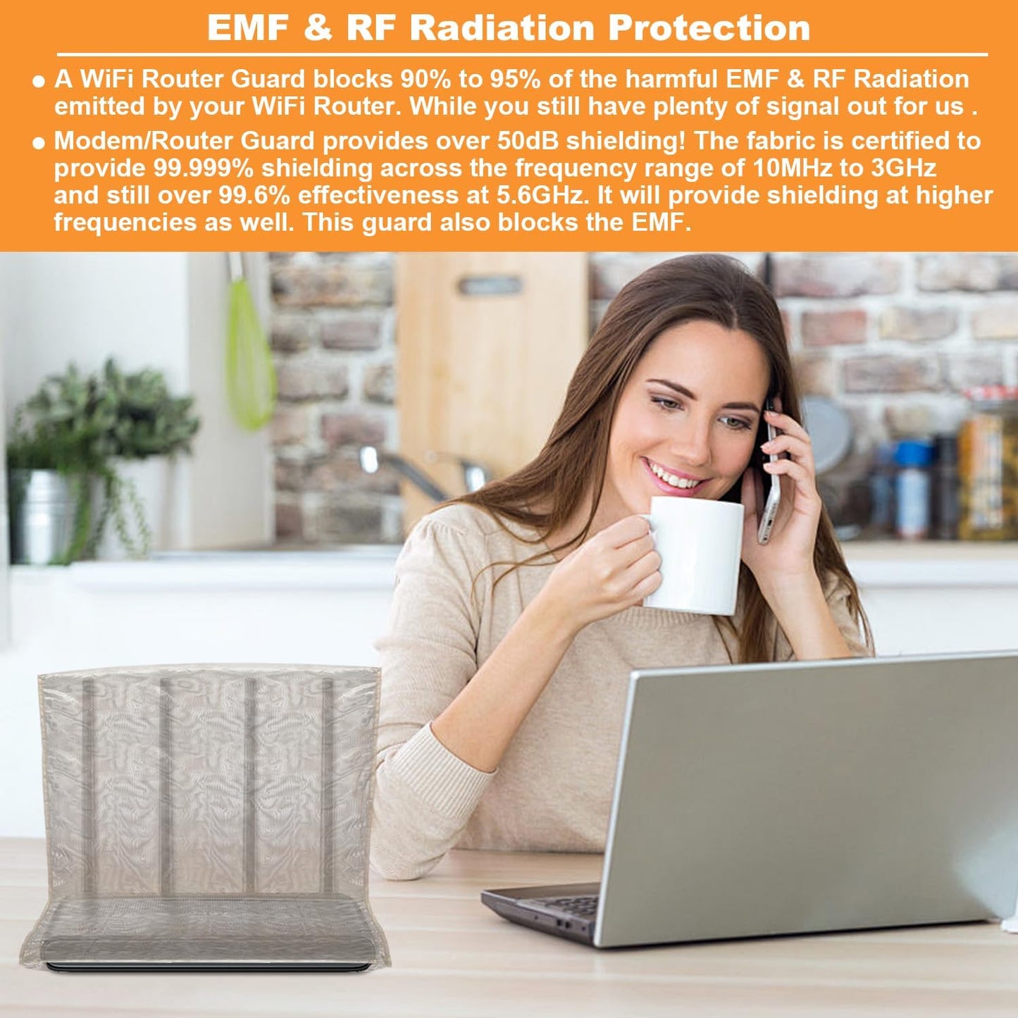 QYWOVPNBFCD 95% (13.8"x15.7") WiFi Router Cover, EMI Shielding Router Cover - Dual-Sided Open WiFi Blocker