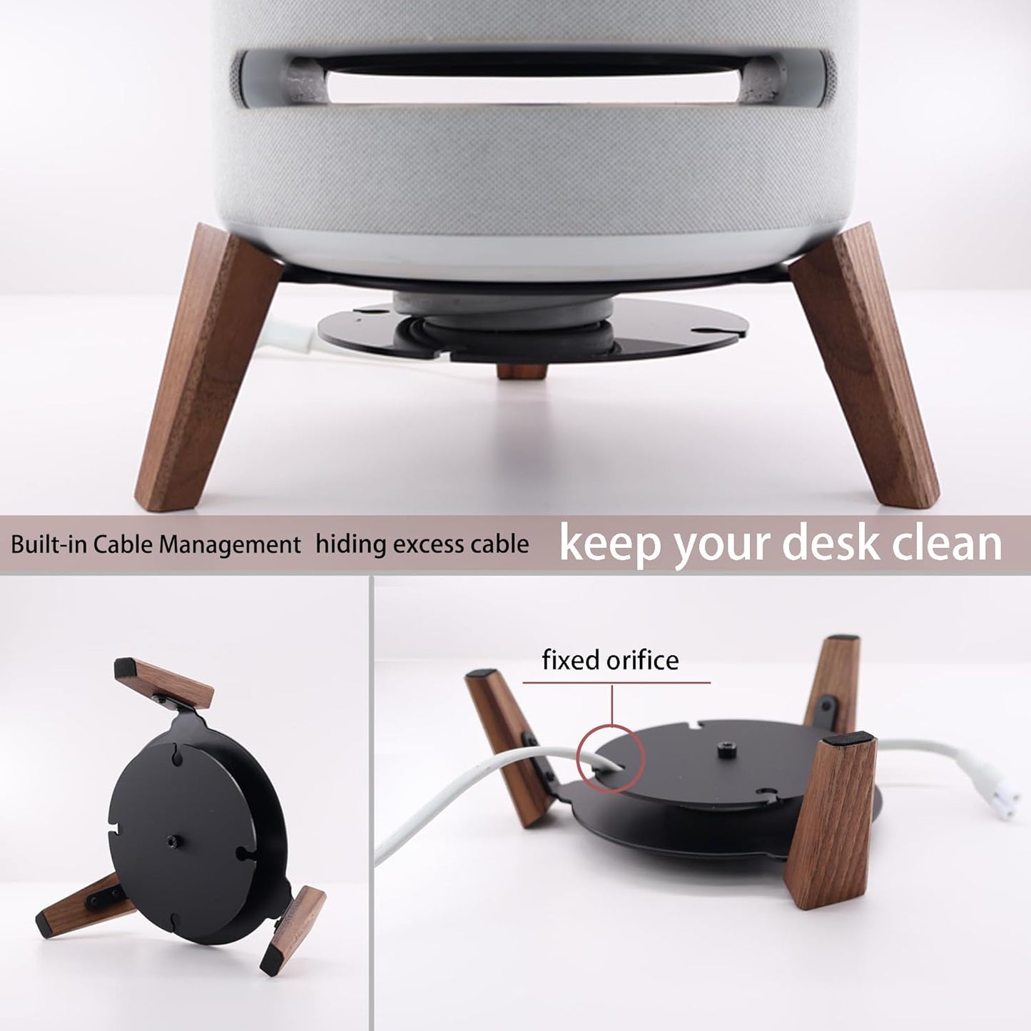 Alloery 2nd/1st Wooden Stand for Echo Studio and Homepod Gen Smart Speaker, Stable Desktop Mount for Better Sound