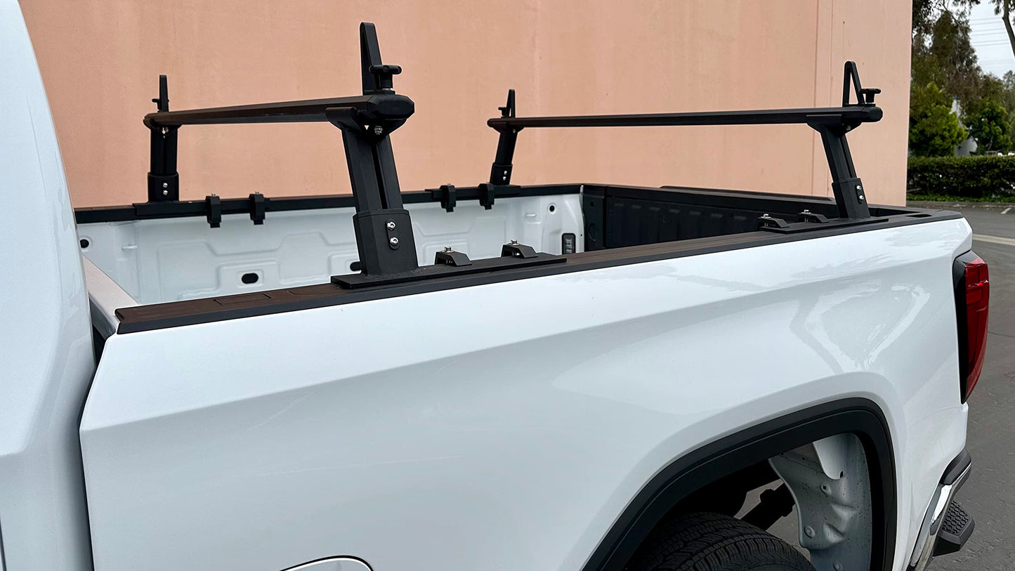 MaxxHaul Universal Aluminum Truck Ladder Lumber Pipe Contractor Rack - 500 lb Capacity 17" Mid Height with Mounting Clamps No-Drill Installation for Pickup Trucks - Crossbar Sold Separately