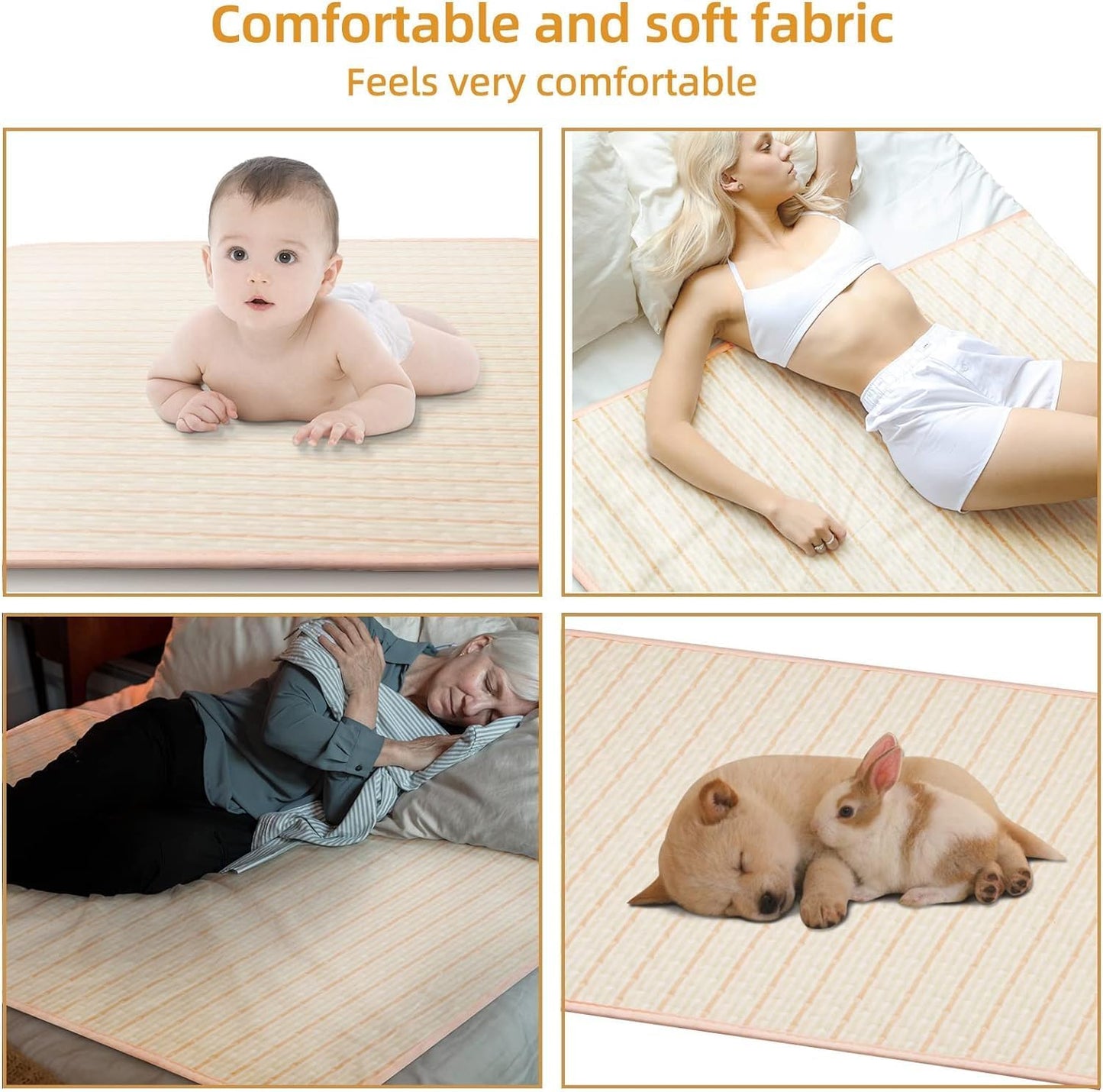 Skiennix Washable Bed Pads for Incontinence - Large 40"x55" Waterproof Underpad for Adults & Pets | Soft Beige