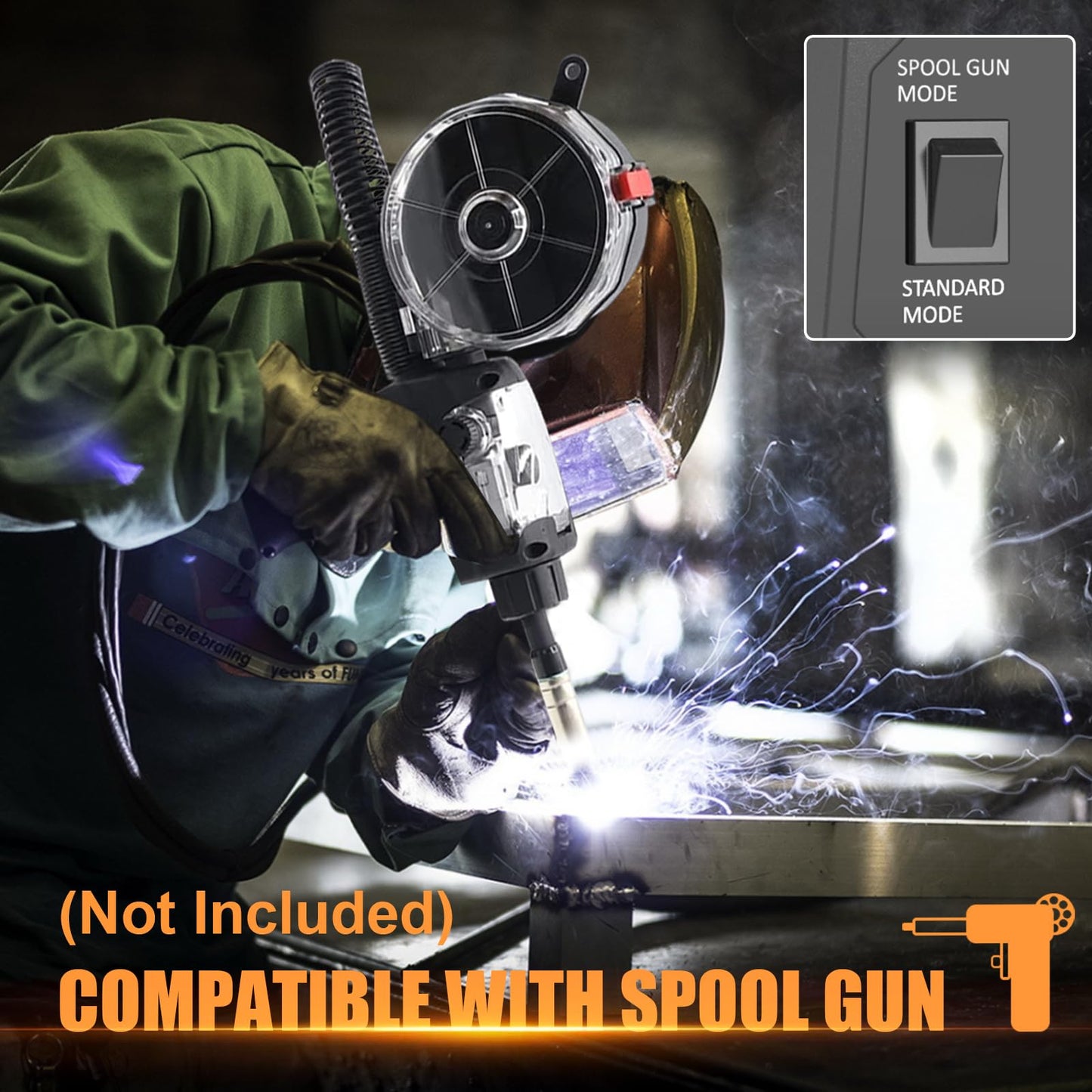 HIZONE MIG-200PRO MIG Welder, 200Amp 110/220V 8 in 1 MIG Welding Machine, Gas MIG/MAG/Flux MIG/Spool Gun/Spot Welding/Lift TIG/Stick Multiprocess Welder, Aluminum & Copper Support
