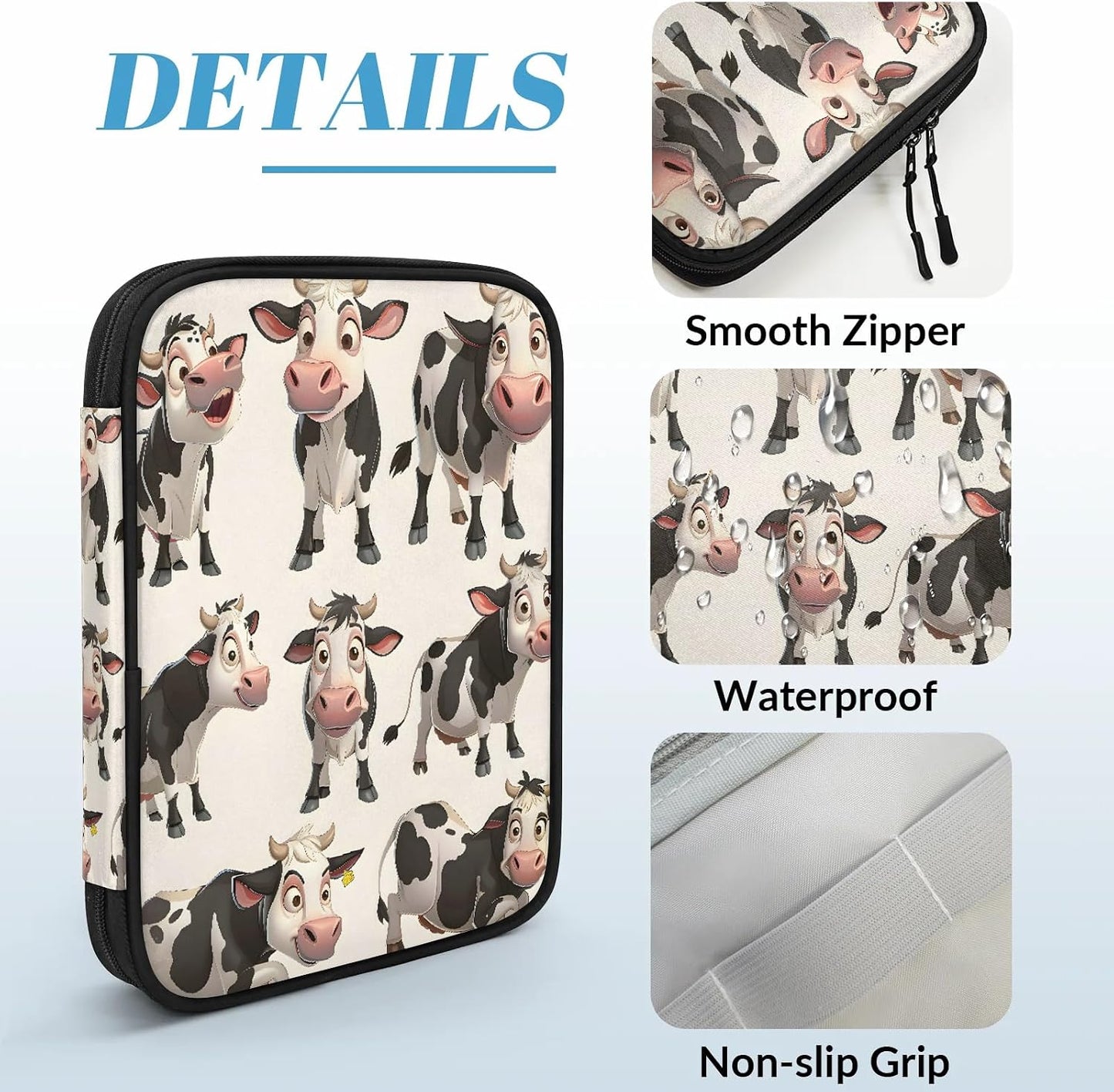 Milk Cow Travel Cable Organizer Pouch Electronic Cord Storage Bag Tech Accessories Carry Case for Charger, Cable