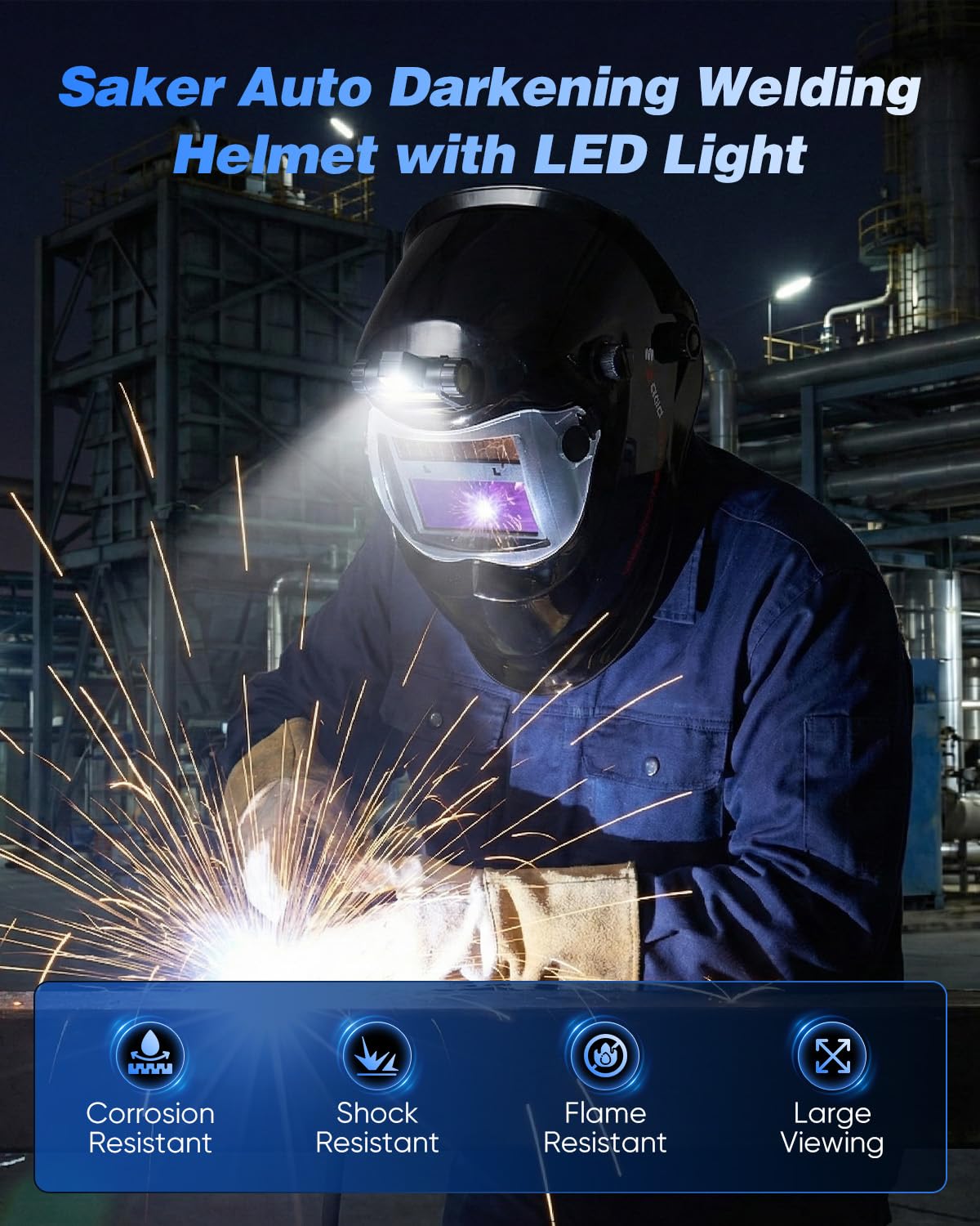 Saker Portable Electric Welding Machine - Saker Auto Darkening Welding Helmet with LED Light