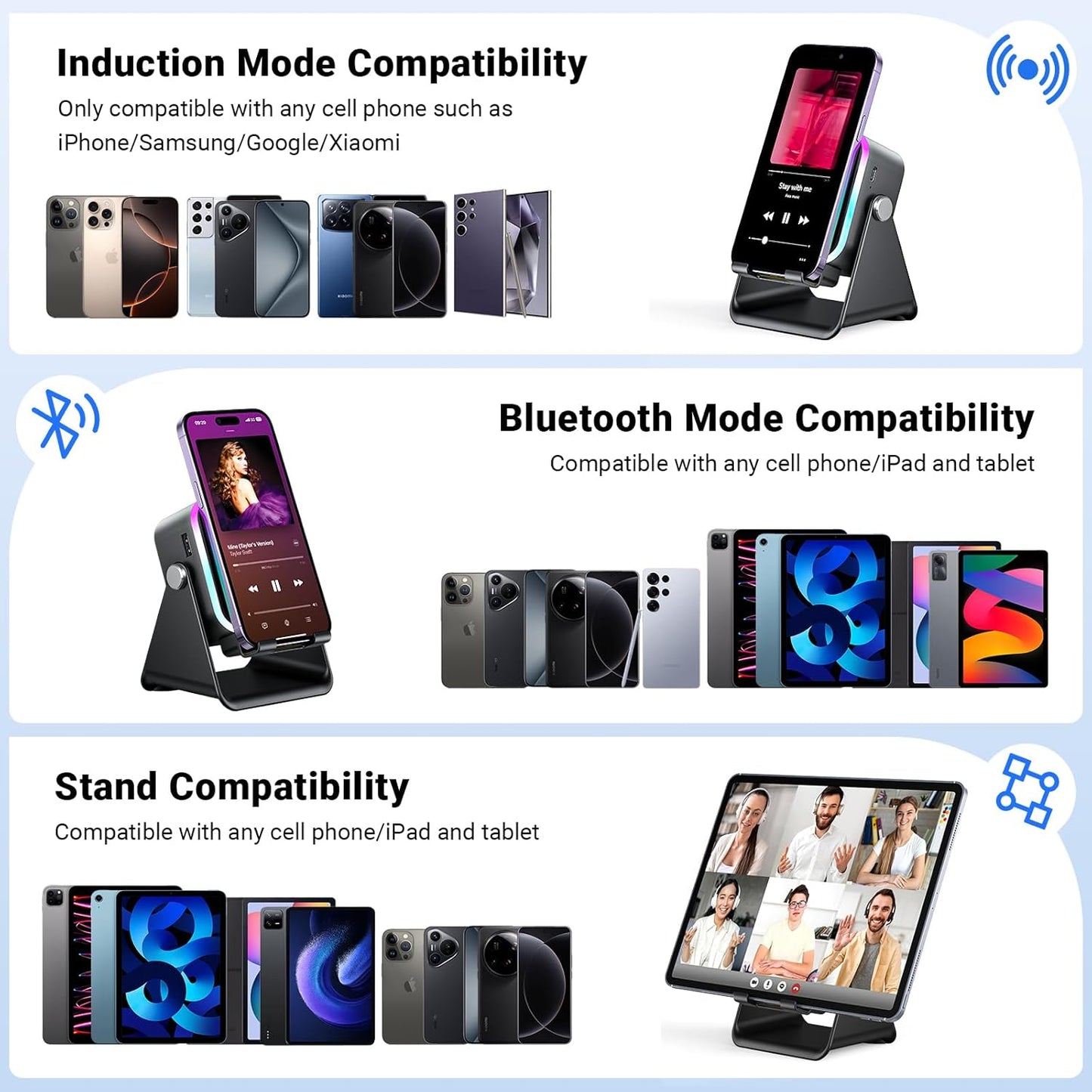 AIKELA 5 1 Induction Speaker with Phone Stand in Wireless Induction Bluetooth Audio for iPhone Android Phone Speakers