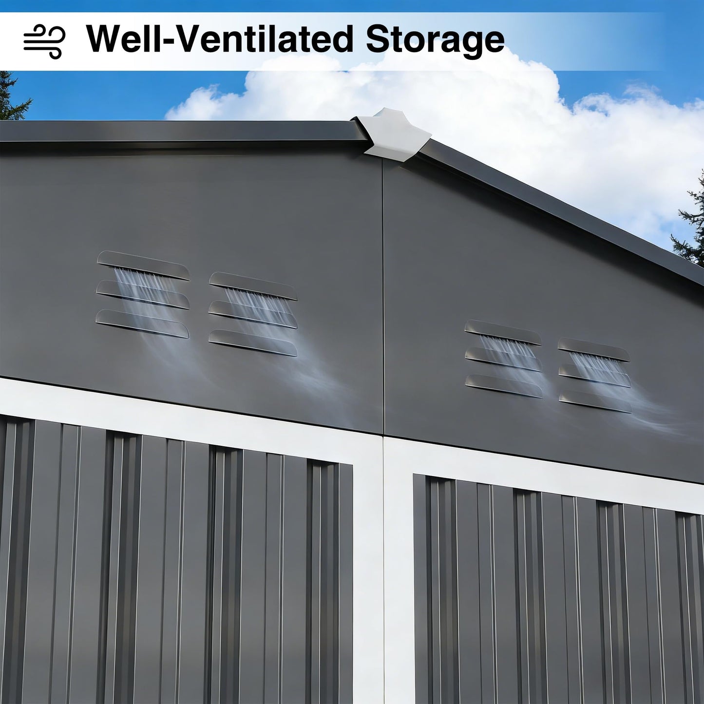 12 x 10FT Sheds & Outdoor Storage, Dark Grey Metal Waterproof Storage Shed with Door and Lock Outdoor Shed,All-Weather Shelter for Bike, Gardening Tools, Lawn Mowers