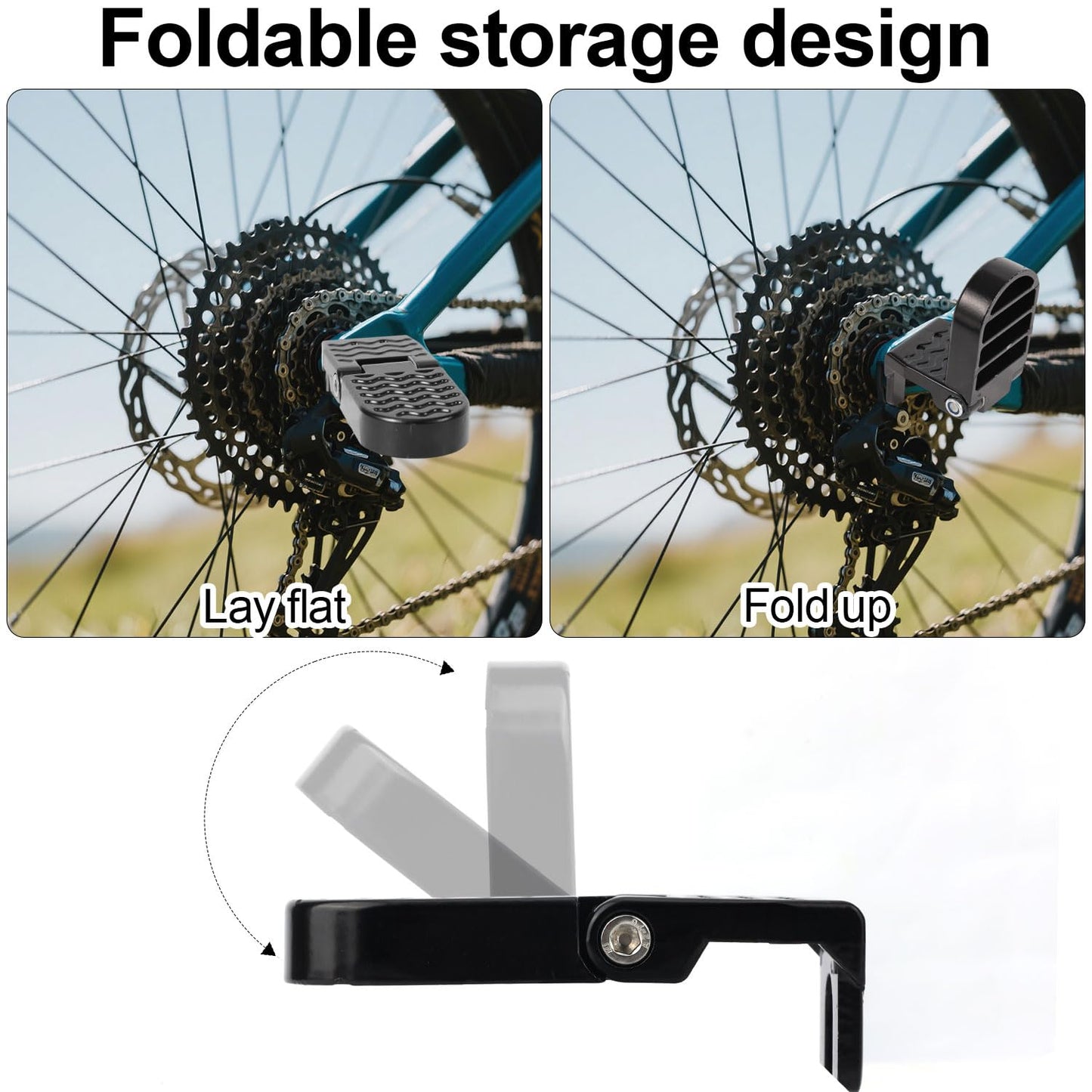 2pcs Bike Foot Pegs, Aluminum Alloy Non-Slip Folding Bike Rear Pedals for Passengers Mountain Road E-Bicycles BMX Accessories