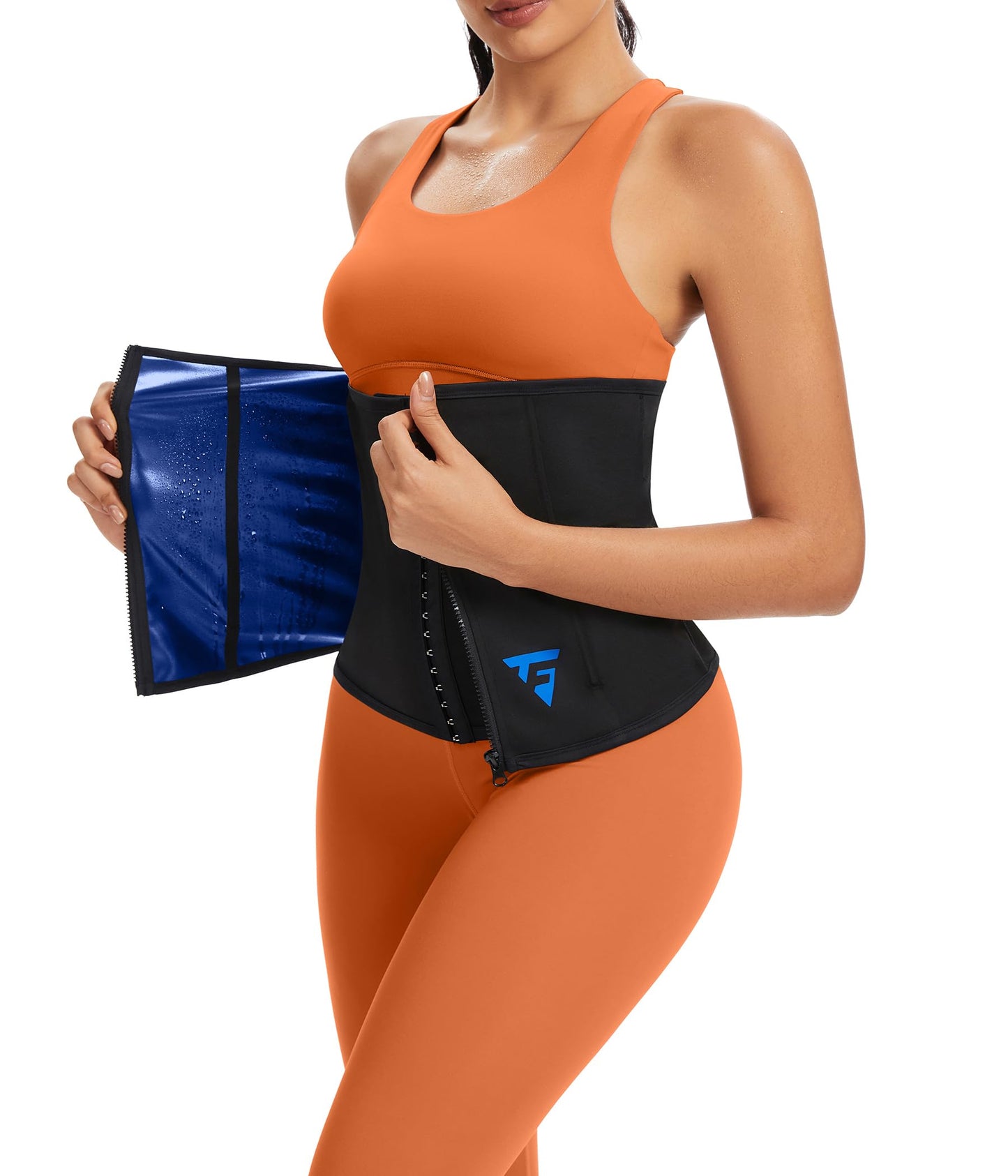 FUXERT Womens Waist Trainer with Zipper Sweat Waist Trimmer for Women Sweat Belt Band Sports Sauna Suit（BK XXL Black