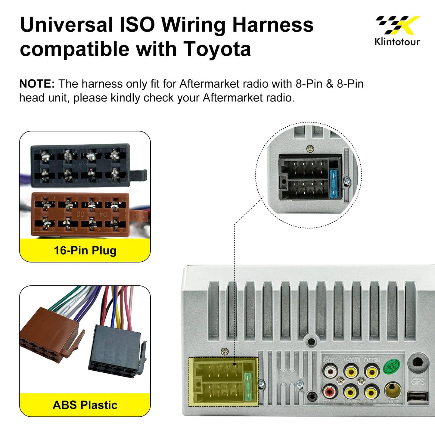1998-2006, 20Pin RAV4 Aftermarket Radio Wiring Harness Compatible with Toyota Universal ISO Car Stereo Adapter with SWC