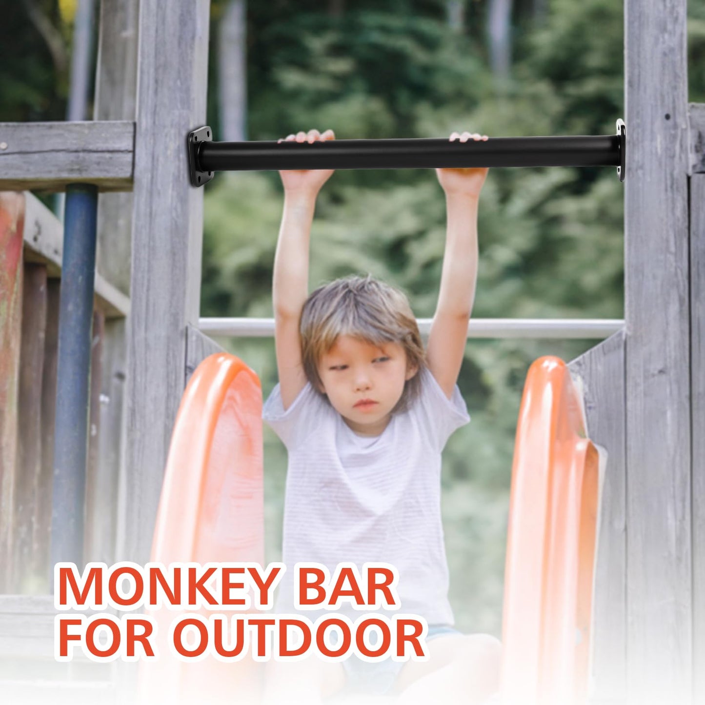 ICokin 16.5" Outdoor Monkey Bars for Backyard - Set of 12, Black Metal Outdoor/Indoor Monkey Bars for Playground Ladder, Climbing or Swing Set - Kit Includes Mounting Plates & Hardware