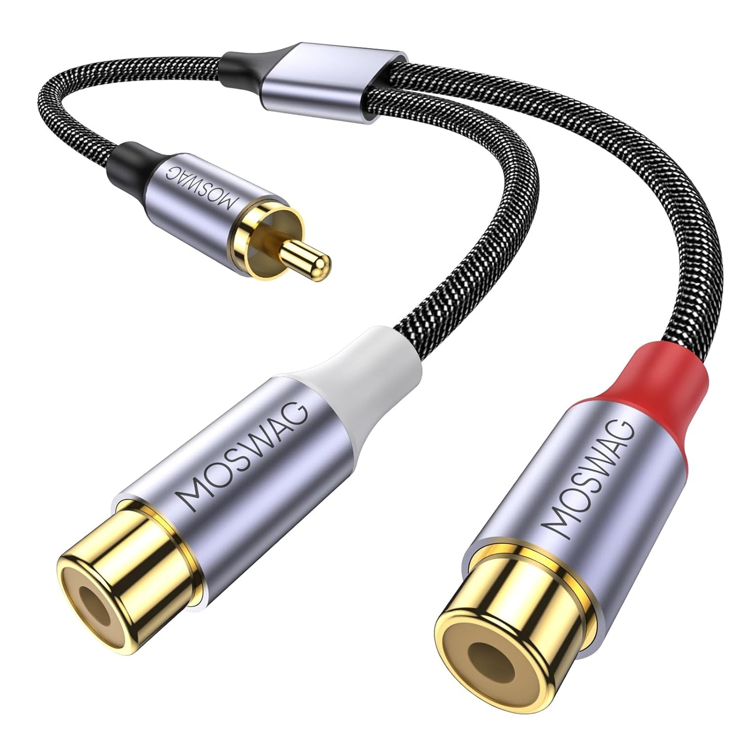 1 2 Consoles(0.65ft/20cm) MOSWAG Male to Female RCA Splitter, RCA Y Splitter Cable Audio Video Splitter Adapter