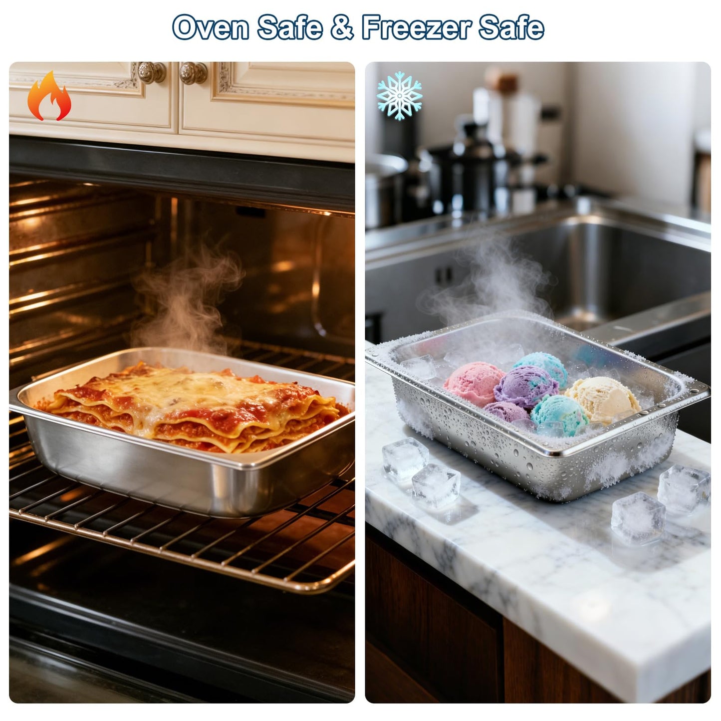 Botyboty 4 Pack 1/2 Half Size Hotel Pans 4 Inch Deep with Lids, Stainless Steel Steam Table Pan Half Size with Lids, Commercial Food Pans for Hotel, Home, Restaurant, Catering, Buffet Pan
