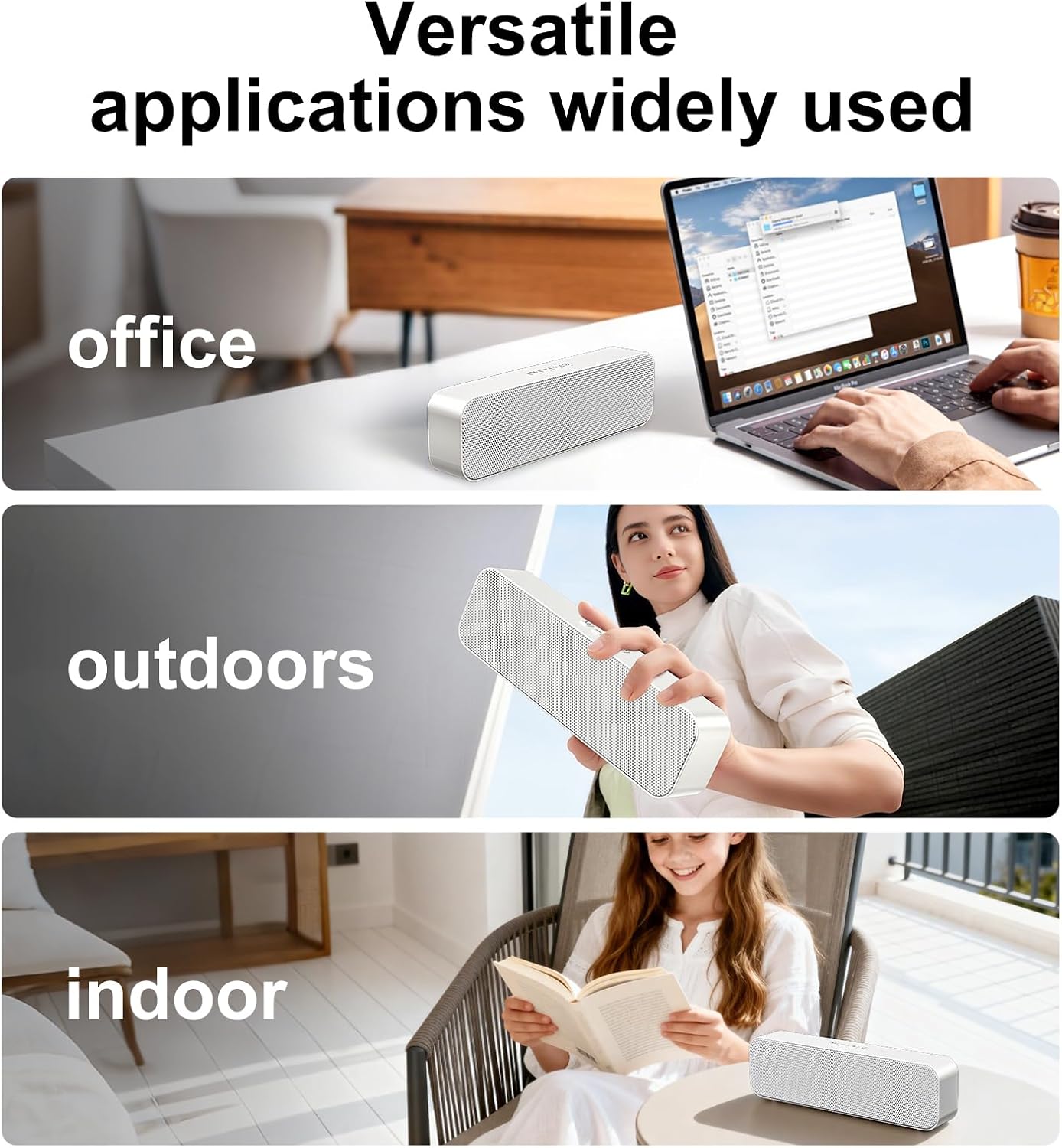 KASOHQEE Bass,3.5mm Computer Speaker for Desktop,Rechargeable PC Speaker,Small Computer Soundbar with Stereo