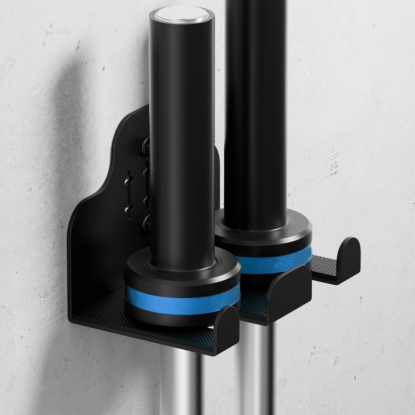 ZGJWJYUU Barbell Wall Holder,Olympic Hanger,Garage Gym Bar Wall Rack with 2 Bar Holders,Vertical Barbell Mount Rack,Space Saving Commercial or Home Gym Accessory,Holds Under 33mm Bar Size(Black)
