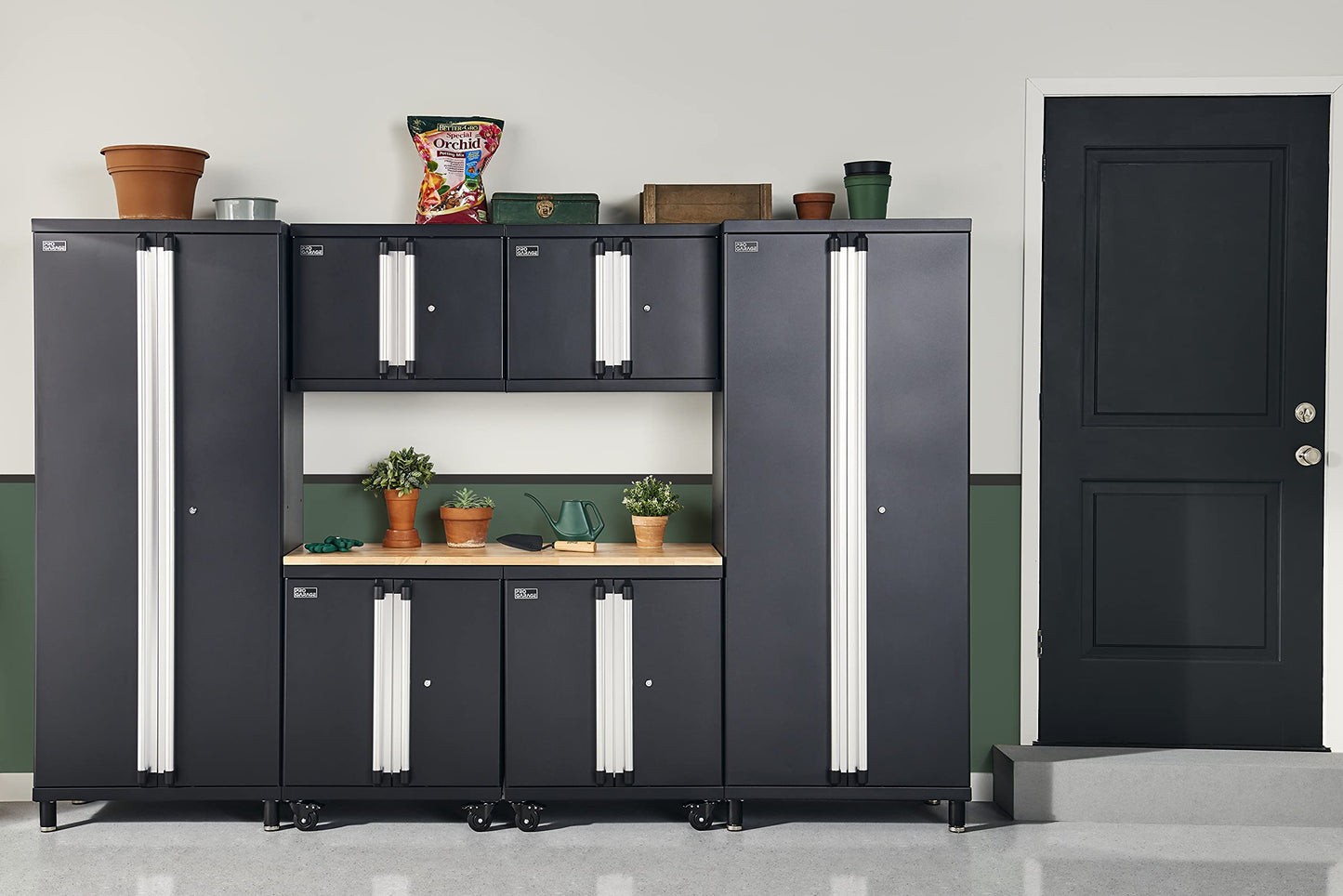ClosetMaid ProGarage Tall Cabinet with Two Doors, Lock and Adjustable Shelves, for Garage Storage, Heavy Duty Steel, Black