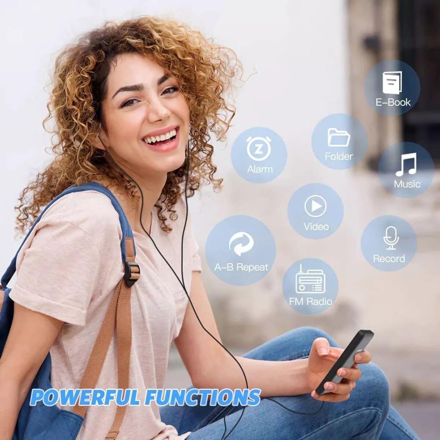 MOUDOAUER MP4/MP3 128GB Player with Bluetooth, Lossless Sound with FM Radio, Supports up to TF Card