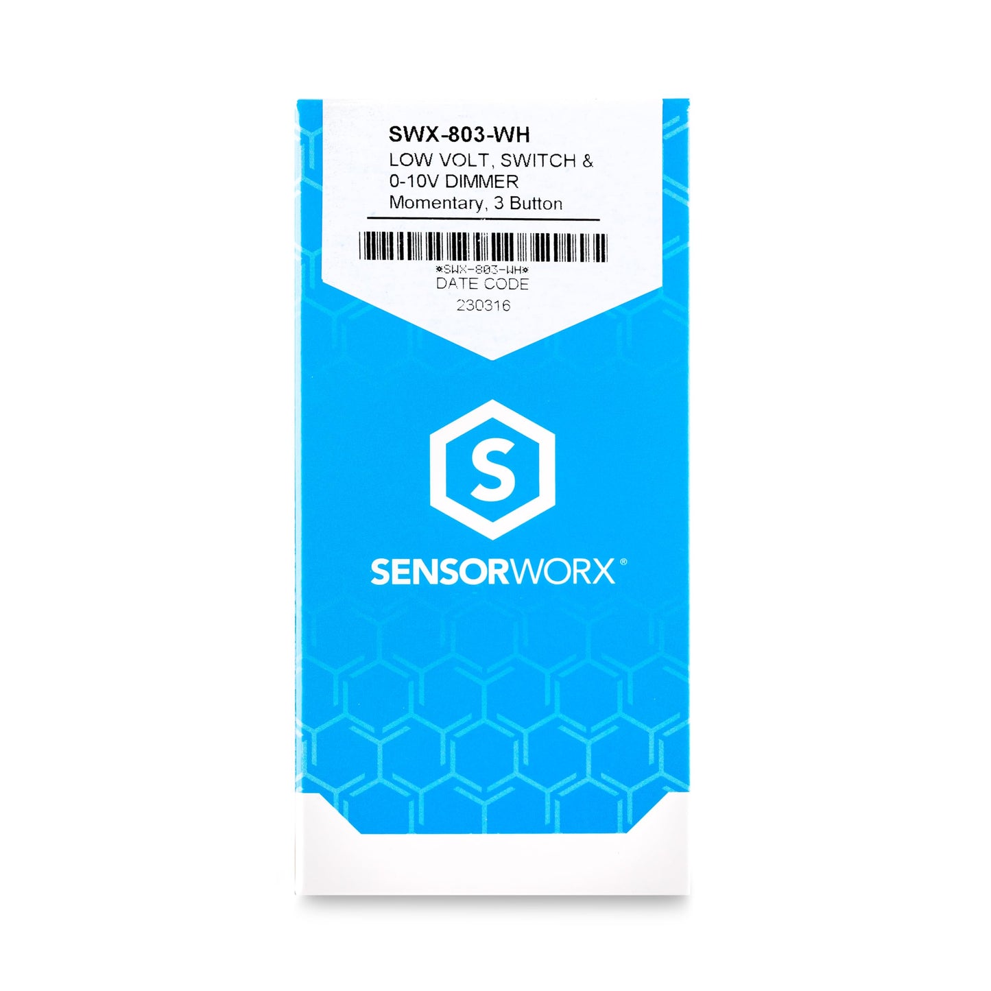 SENSORWORX Dimmer Light Switch, SWX-803-WH, 0-10V Dimming, Low Voltage, 5-24 VDC, White, Made in USA