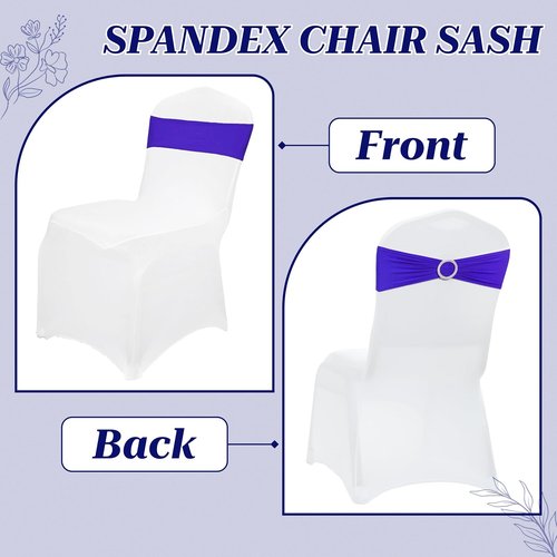 MDS Premium Spandex Chair Sashes - Stretch Covers with Buckle Slider | Pack of 100 - Royal Blue