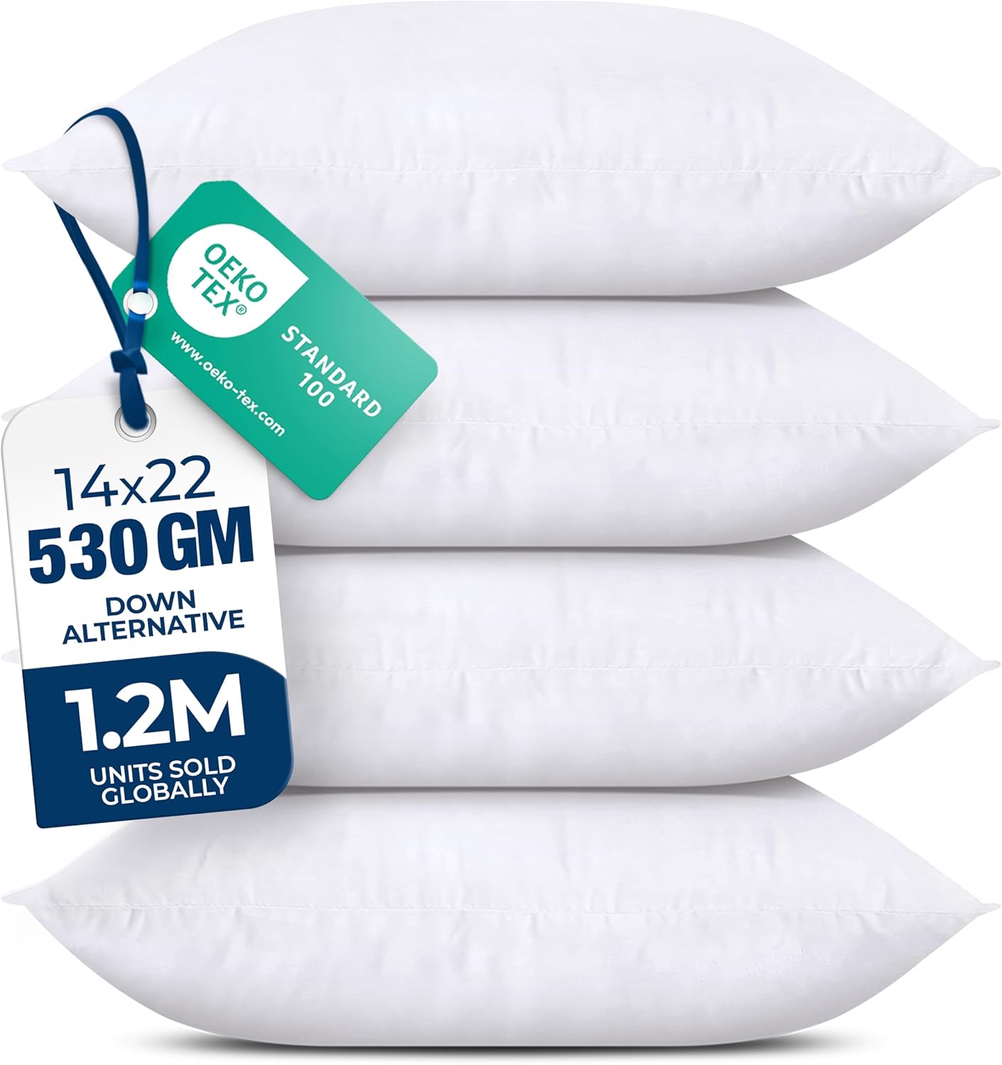 Utopia Bedding Throw Pillows - Fluffy Down Alternative Set of 4 | 14 x 22 Inches, White for Bed & Sofa