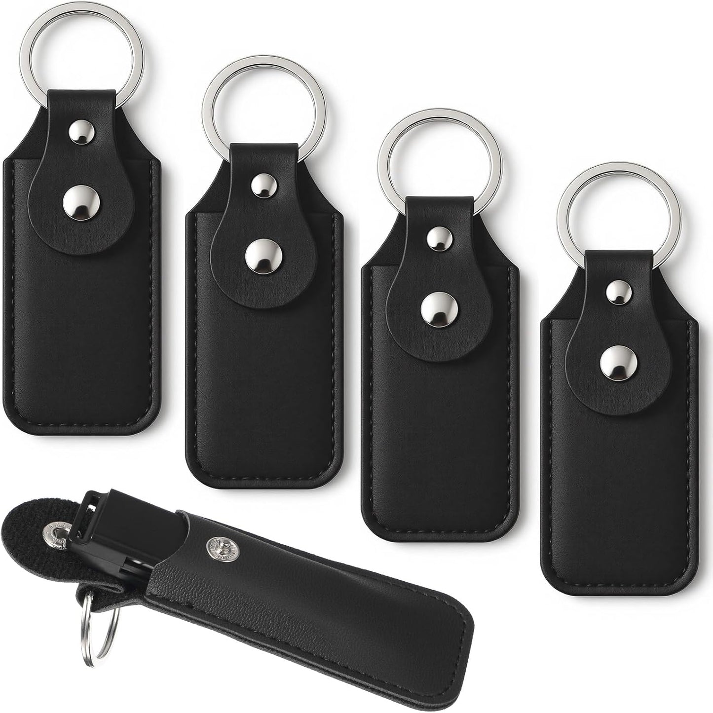 Sorcristy 5PCS USB Drive Holders PU Leather Flash Drive Case Black Portable Small Storage Cases Leather Cover