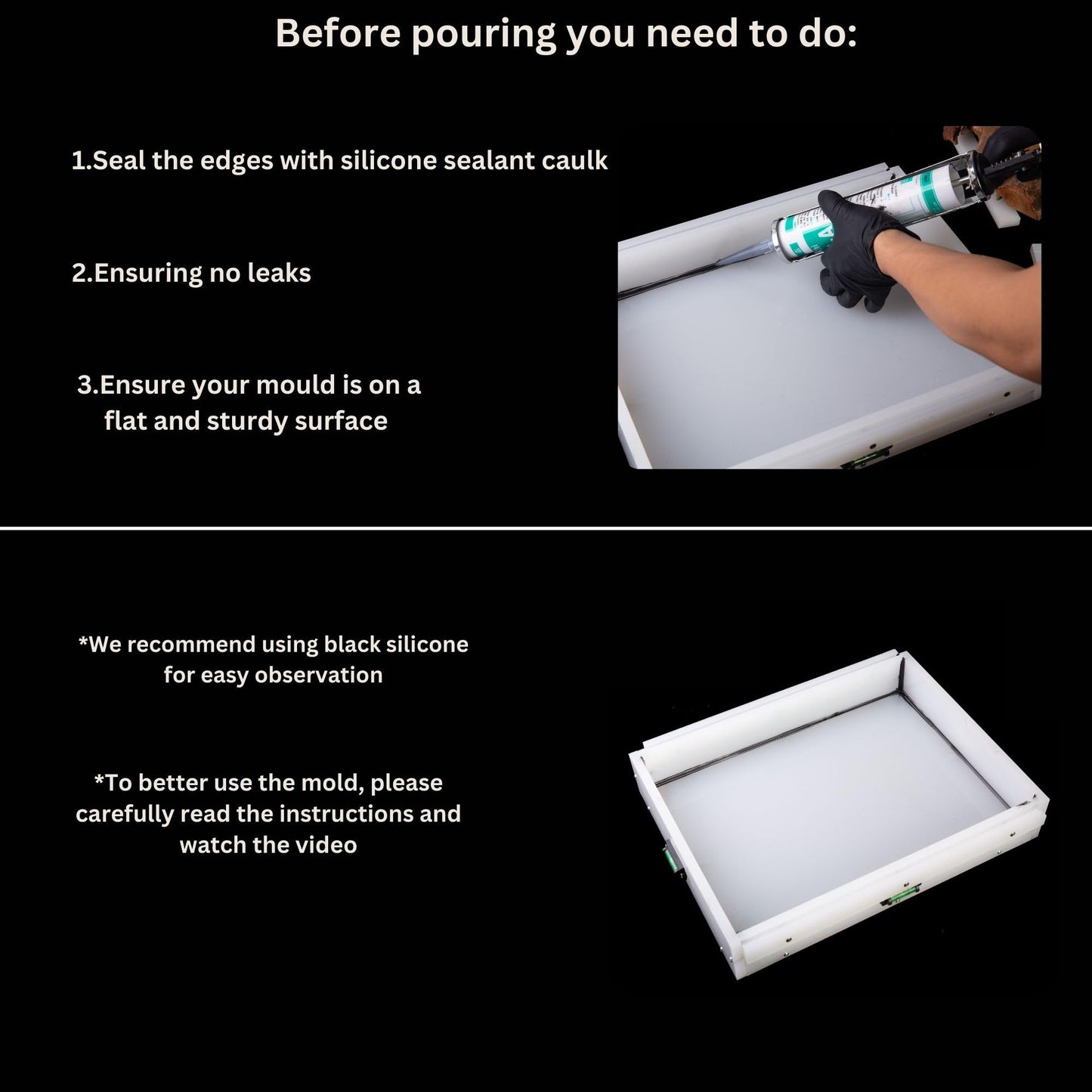 Kalinta Epoxy Mold with Divider, Kalinta 24x 18x 2.6inch Reusable Large Rectangle Epoxy Resin Form Integrated Clamping System for Table,Cutting Board
