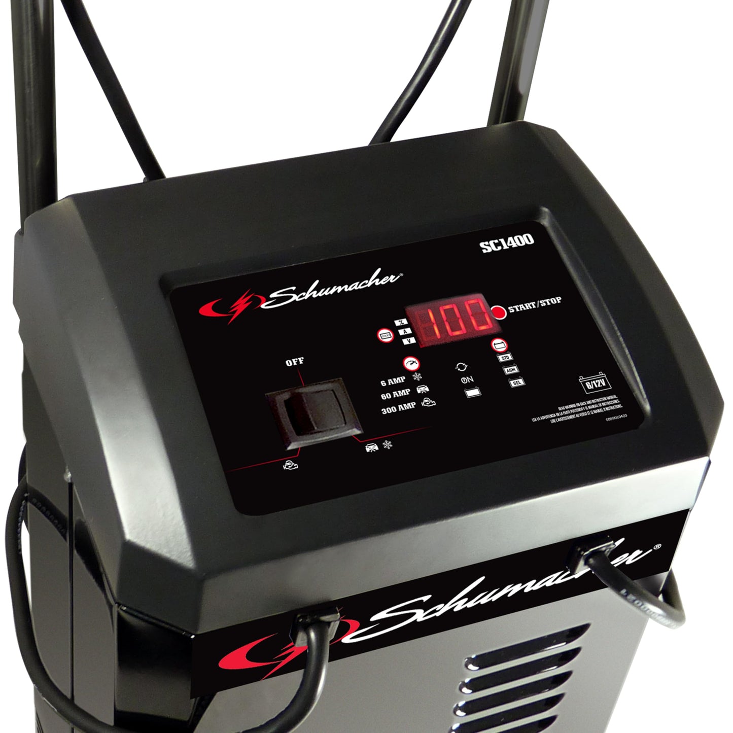 Schumacher Electric Wheeled Automatic 6A Car Battery Charger and 300A Engine Starter, 4-in-1 Solution, Maintainer, 60A Boost, for 6V/12V Power Sport, Automotive, and Marine Batteries, SC1400