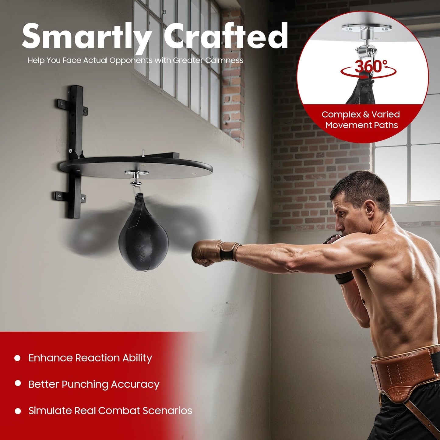 Speed Bag Platform Kit for Indoor Boxing, Heavy Duty Speed Bag for Boxing Training Equipment with Punching Ball, Adjustable Height Wall Mounted Speedbag Platform for Home Gym