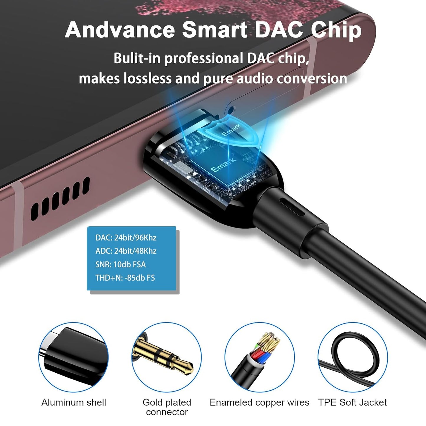 2 Pack 3.3ft 3.5mm A17 S25 S24 A16 5G A35 7 7 6, Aux Cord for Car, USB C to Audio Aux Jack Cable for Samsung Galaxy