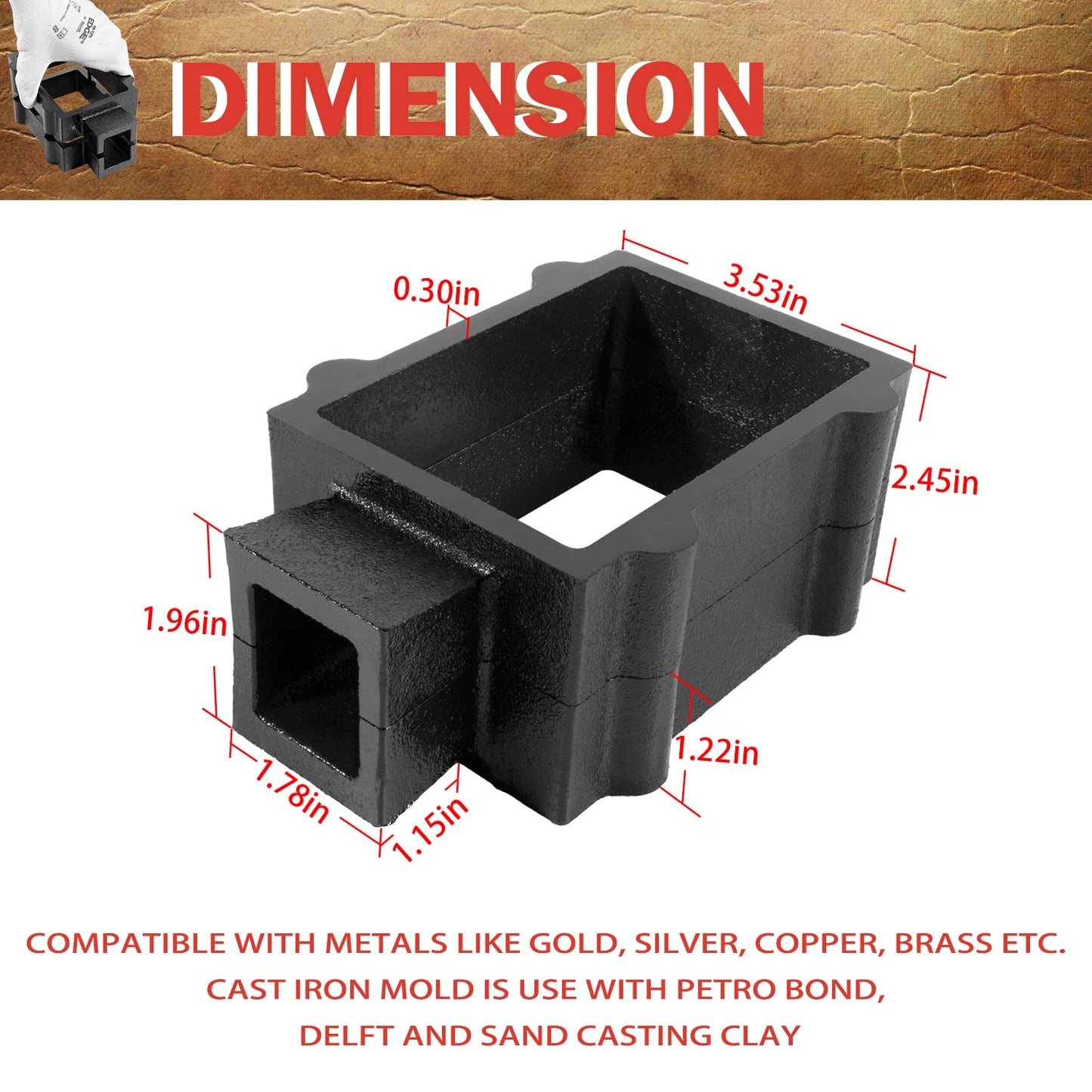 2-Part Cast Iron Flask Mold Frame for Sand Casting Jewelry Metal Casting Making Tool