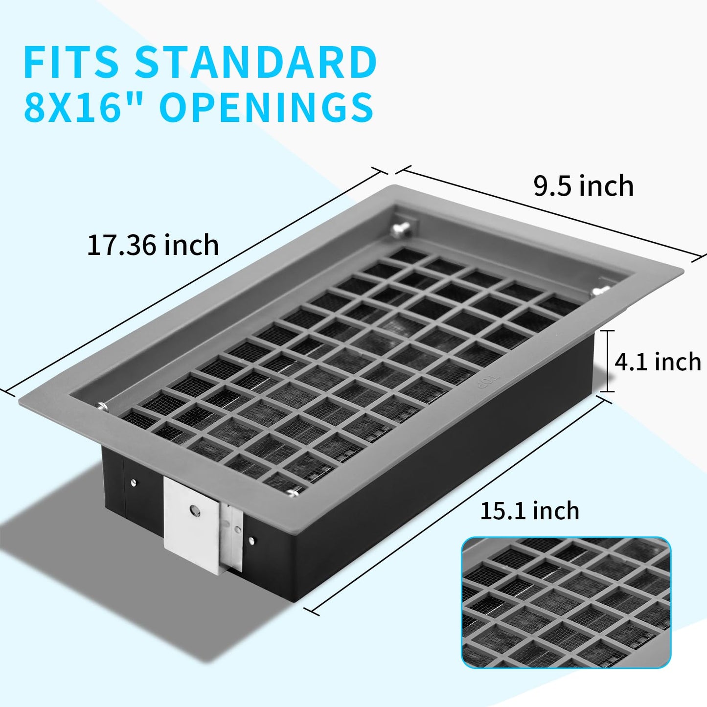 ZXQDRE Foundation Vent for Crawl Space Automatic, 8x16 Inch Auto Open/Close Foundation Vent Cover for Freeze Protection & Energy Saving | Easy Install Crawlspace Vents Replacement (Gray, 6 Pack)