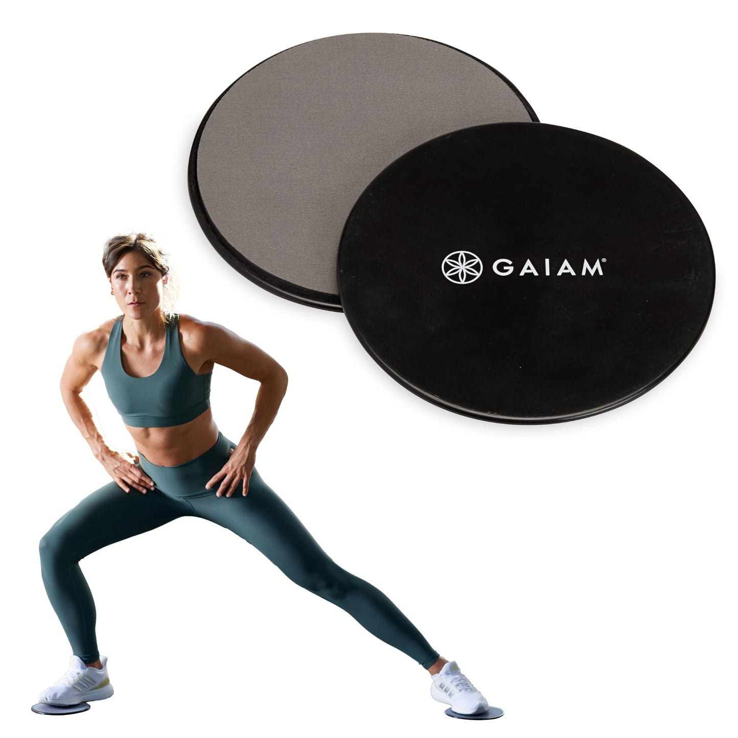 Gaiam Core Sliding Discs - Dual Sided Workout Sliders for Carpet & Hardwood Floor - Home Ab Pads Exercise Equipment Fitness Sliders for Women and Men