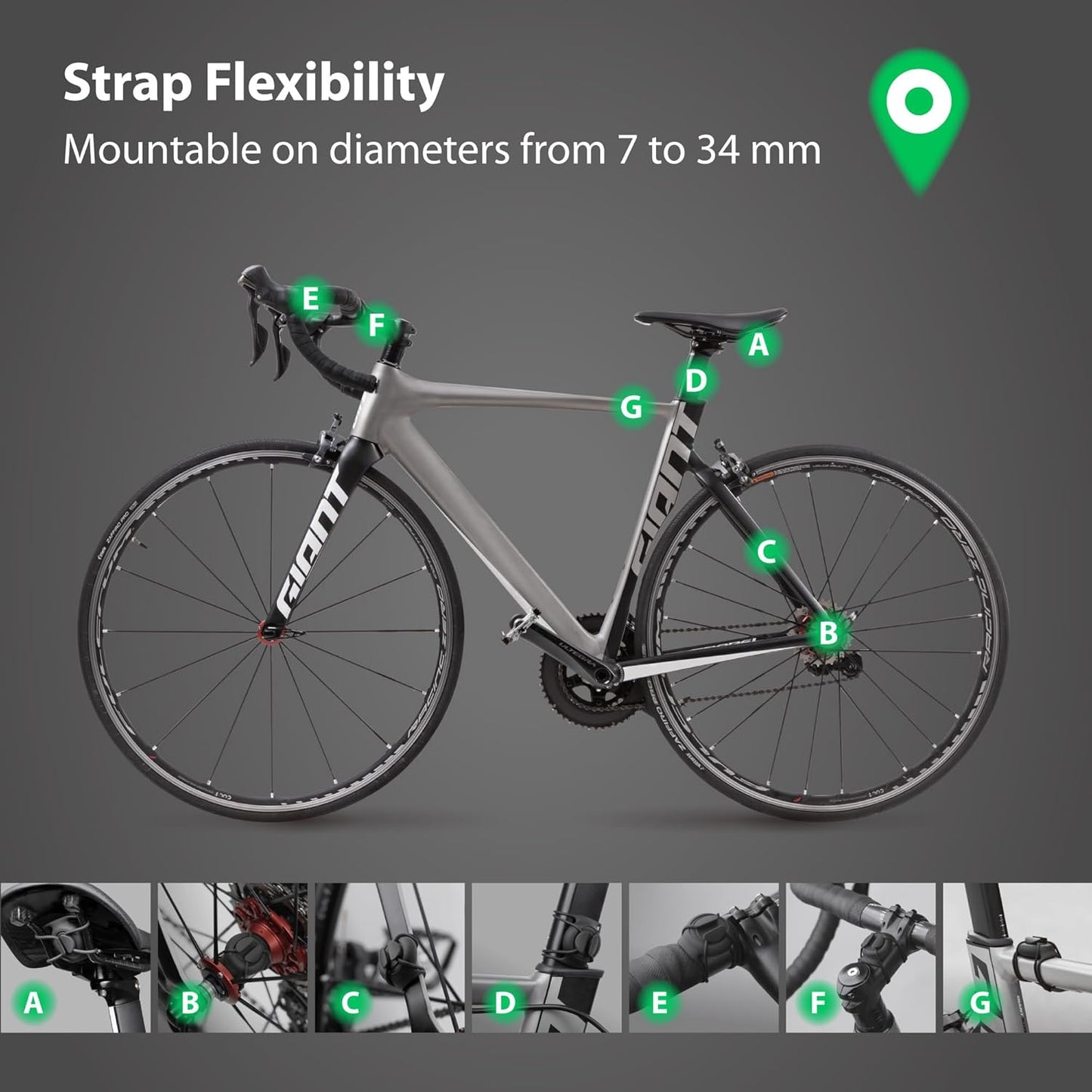Bone (2 Packs), Bike Air Tracker Tag Strap Hidden Bicycle GPS Tracker Case for Apple Tag, Ultra-Lightweight