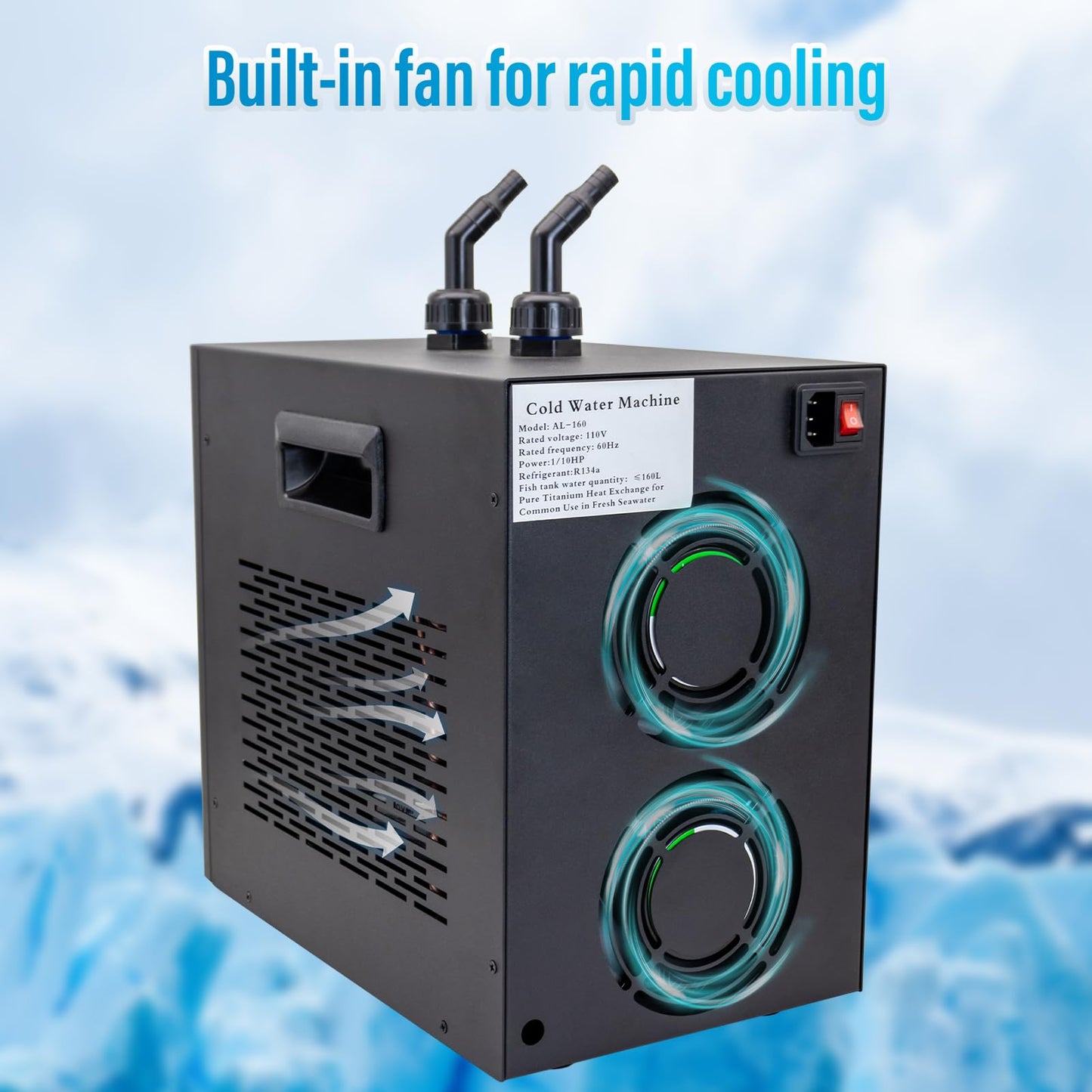 SDLOOL Aquarium Chiller 42gal, 1/10 HP Water Chiller 160L Fish Tank Hydroponics Cooling System with Quiet Design Refrigeration Compressor for Water Weeds Axolotl Jellyfish Coral Shrimp