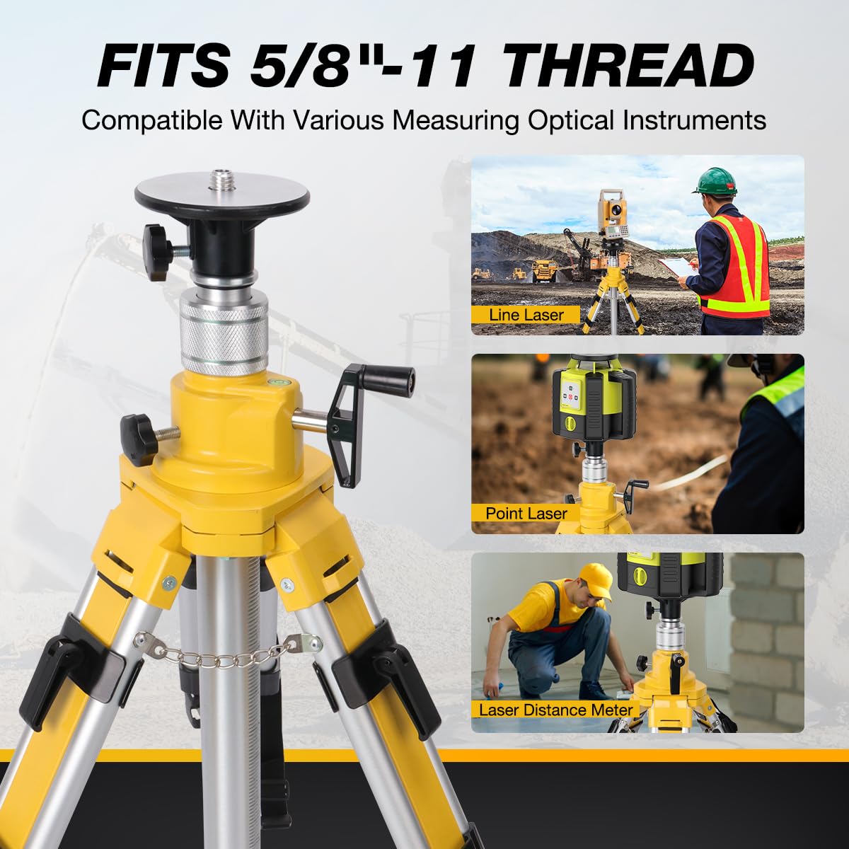 Mountlaser Elevator Tripod for Laser Level, 35.43-90.55 inch Height Adjustment Heavy Duty Survey Tripod, with Level Bubble & Diffusion Limiter, Liftable Non-Skid Feet for Construction