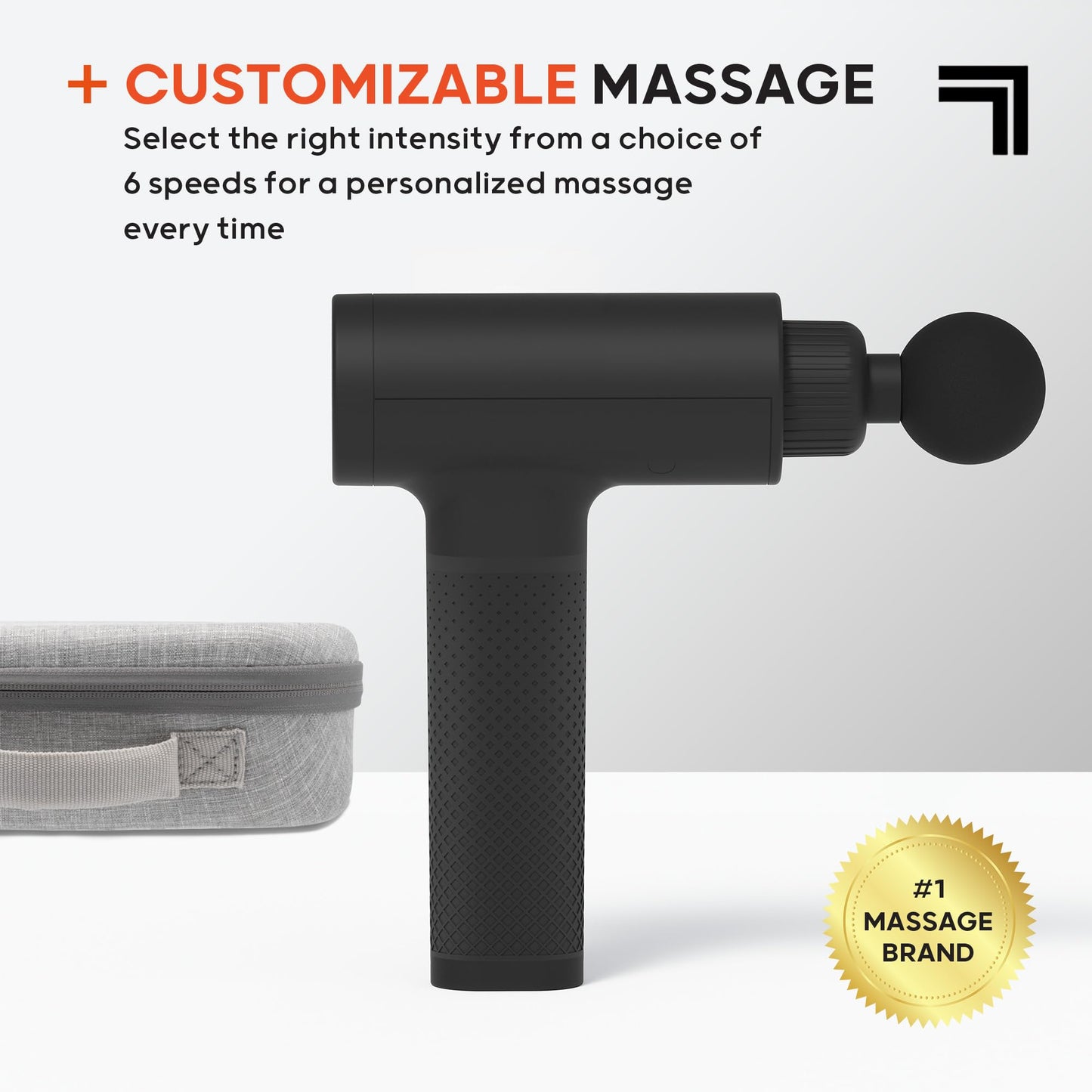 Sharper Image Deep Tissue Percussion Massage Gun, Powerboost Rechargeable Handheld Massager, 6 Adjustable Speeds, 5 Attachment Heads & Carrying Case, Full Body Muscle Pain Relief, Black