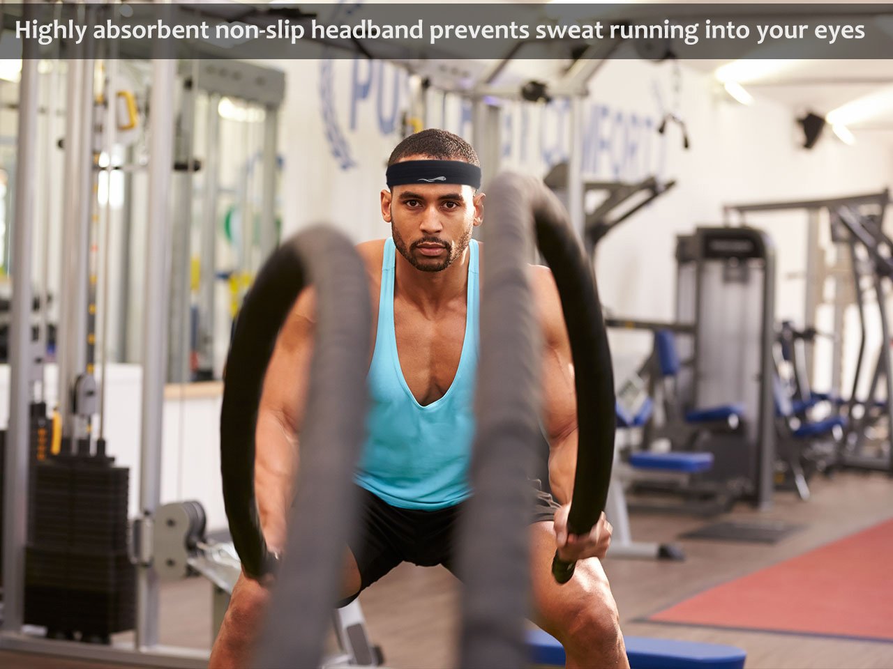 LUCKYGO Sweatbands Women Men│Super Absorbent Sweat Bands Headbands Nonslip Grip│Stretchy Soft Athletic Head Bands Workout Sports Fitness Exercise Tennis Basketball Running Gym Yoga Outside
