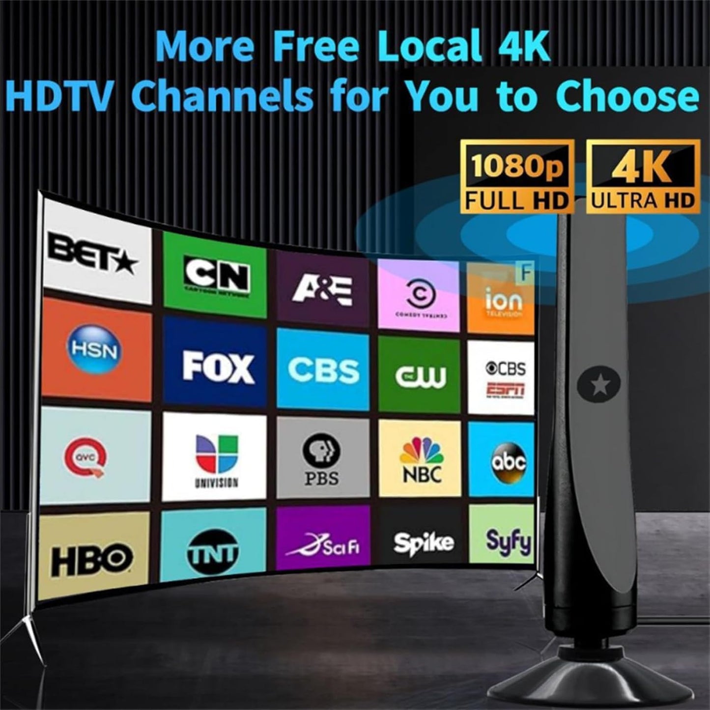 Logchci 4K 8K 1080p (2) Broadwave Antenna, TV Antenna Indoor, Amplified HD Digital TV Antennas, Miles Coverage Range