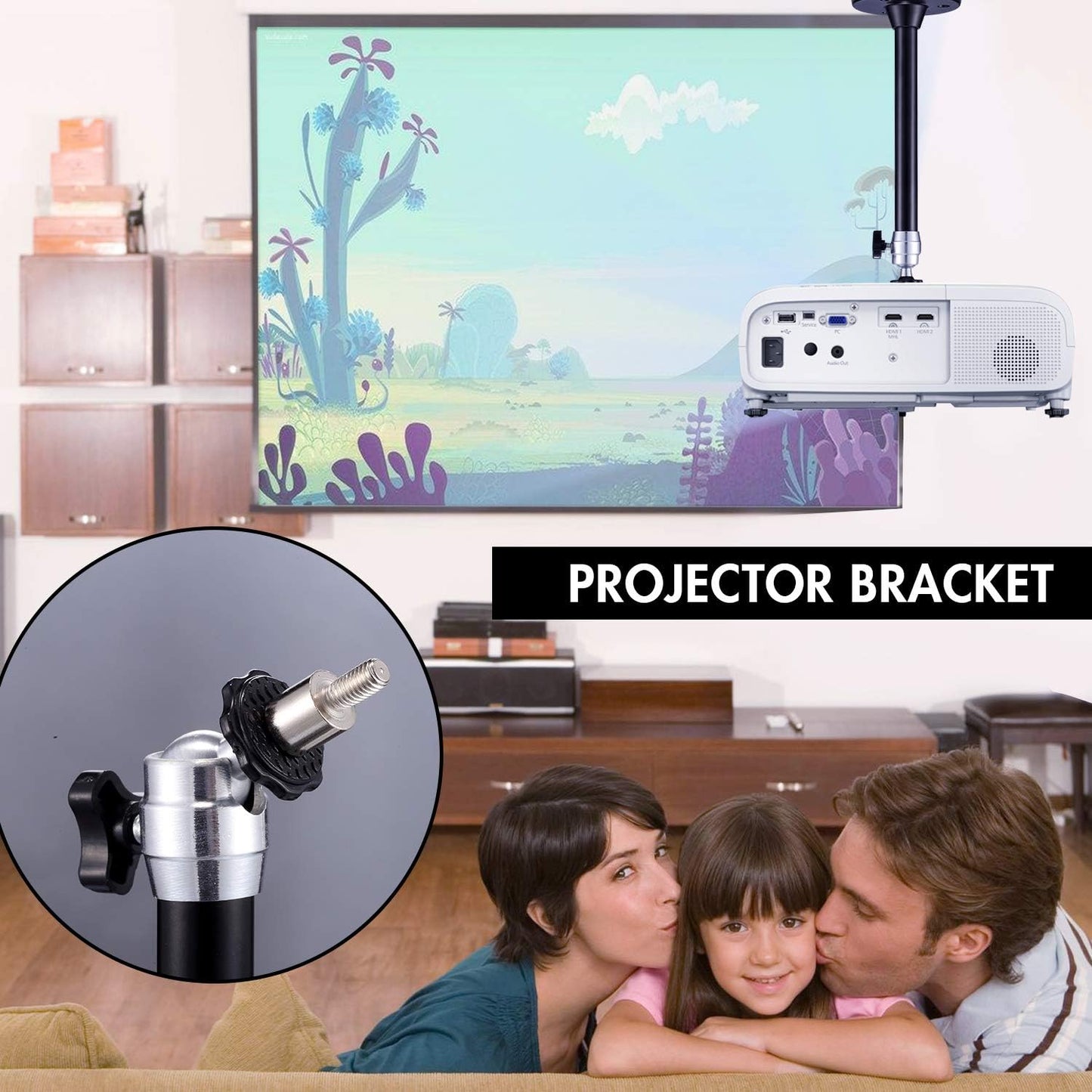 Yizerel 2 Pack Set, 360 3 Mini Ceiling Projector Mount Adjustable Drop Ceiling Wall Projector Mounts Tubes with Degrees