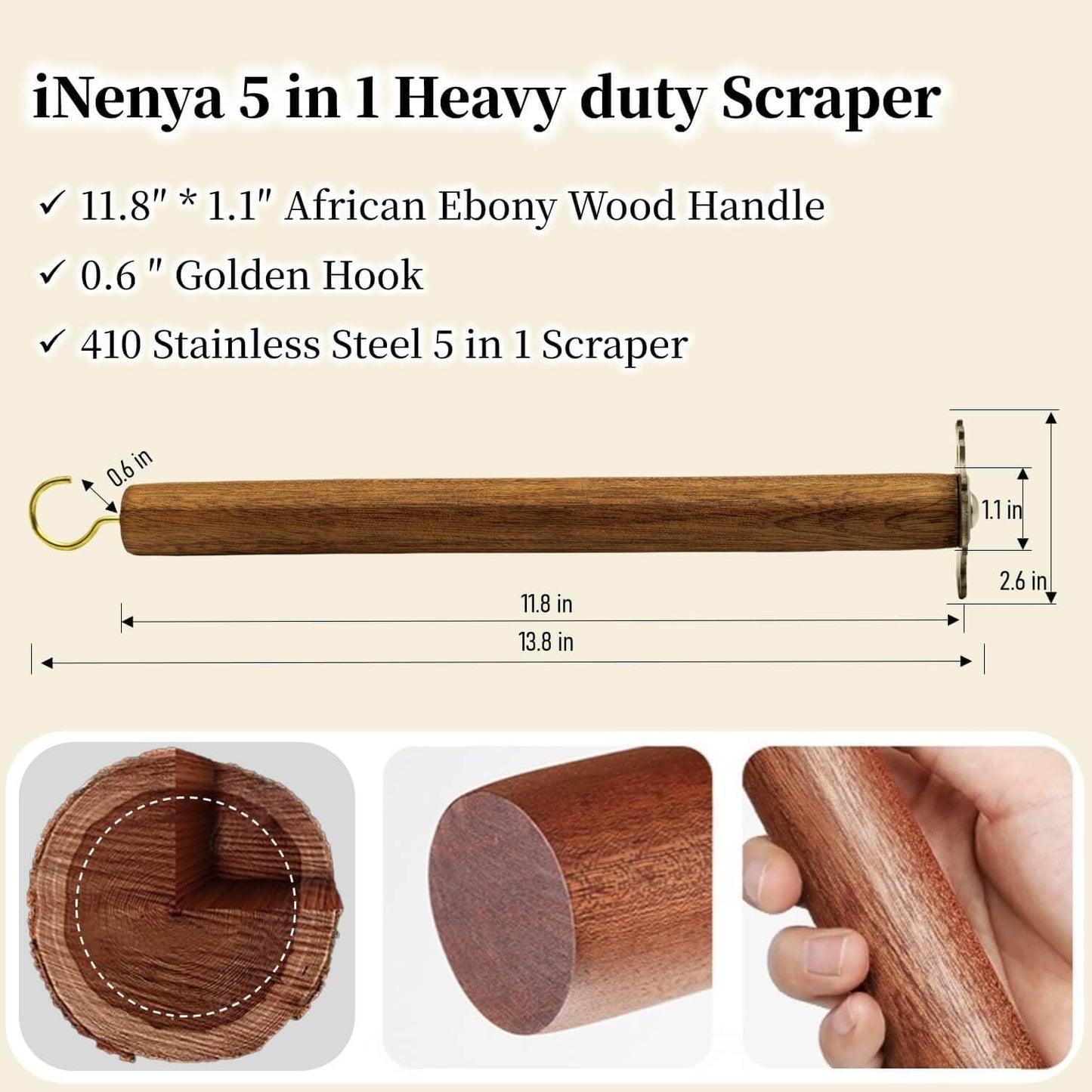 iNenya Grill Brush and Scraper for Barbecue – Safe Bristle Free Stainless Steel BBQ Cleaner with Heavy Duty Scrubber Pad, Grill Accessories Steel Wool Scrubbers for Porcelain Gas Charcoal Grill