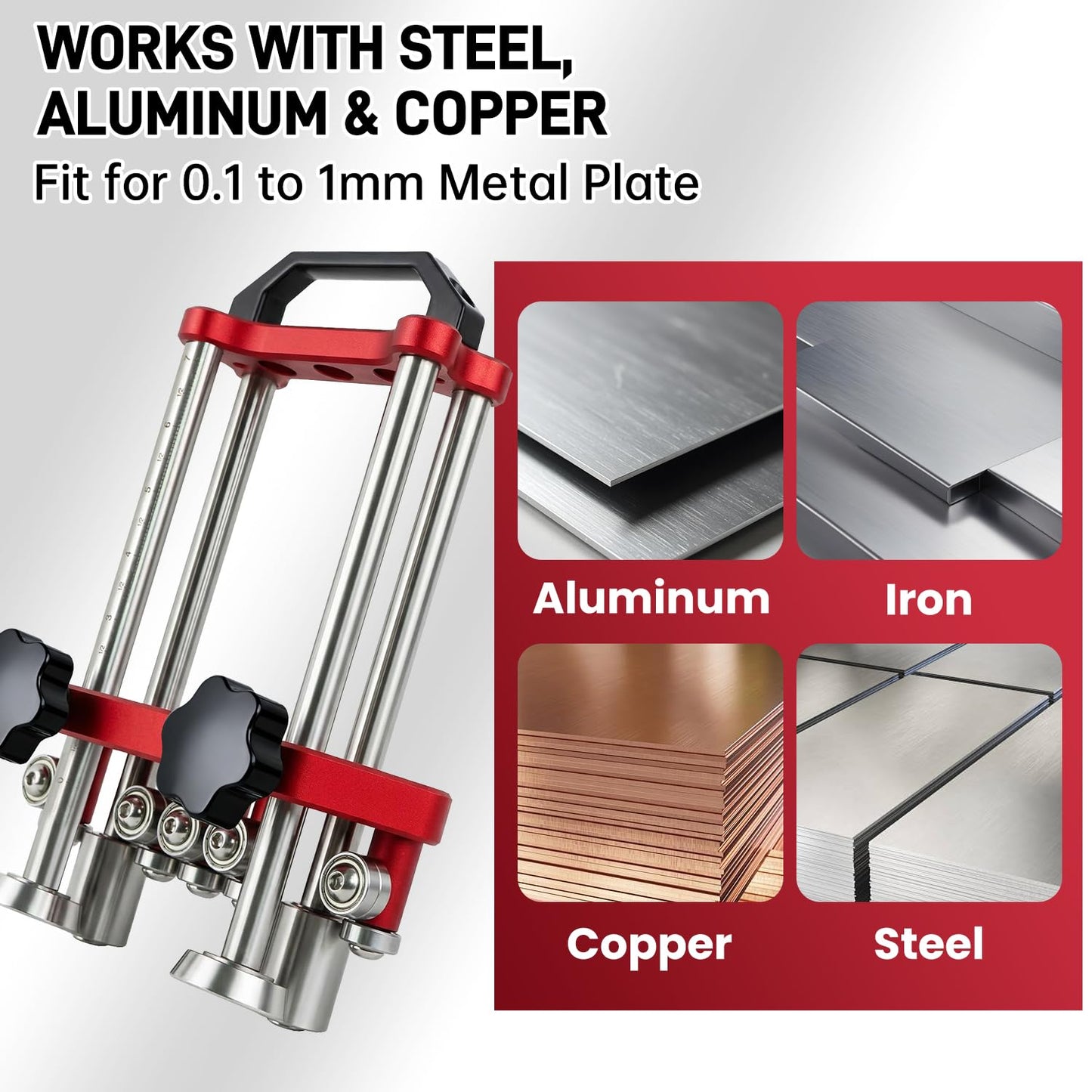 DOLEMODUO Sheet Metal Roller 2 Station Metal Bender, 0-100° Bending Range, Lightweight Portable Metal Sheet Rolling Tool with Clear Scale