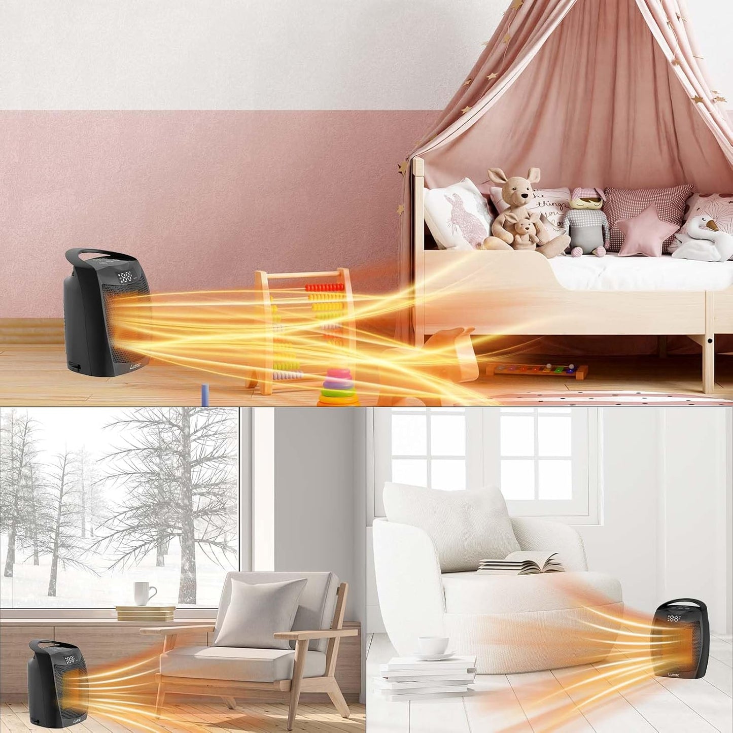 Skiennix Portable Ceramic Space Heater - 1500W Fast Heating with Digital Display & Safety Features | Ideal for Home & Office