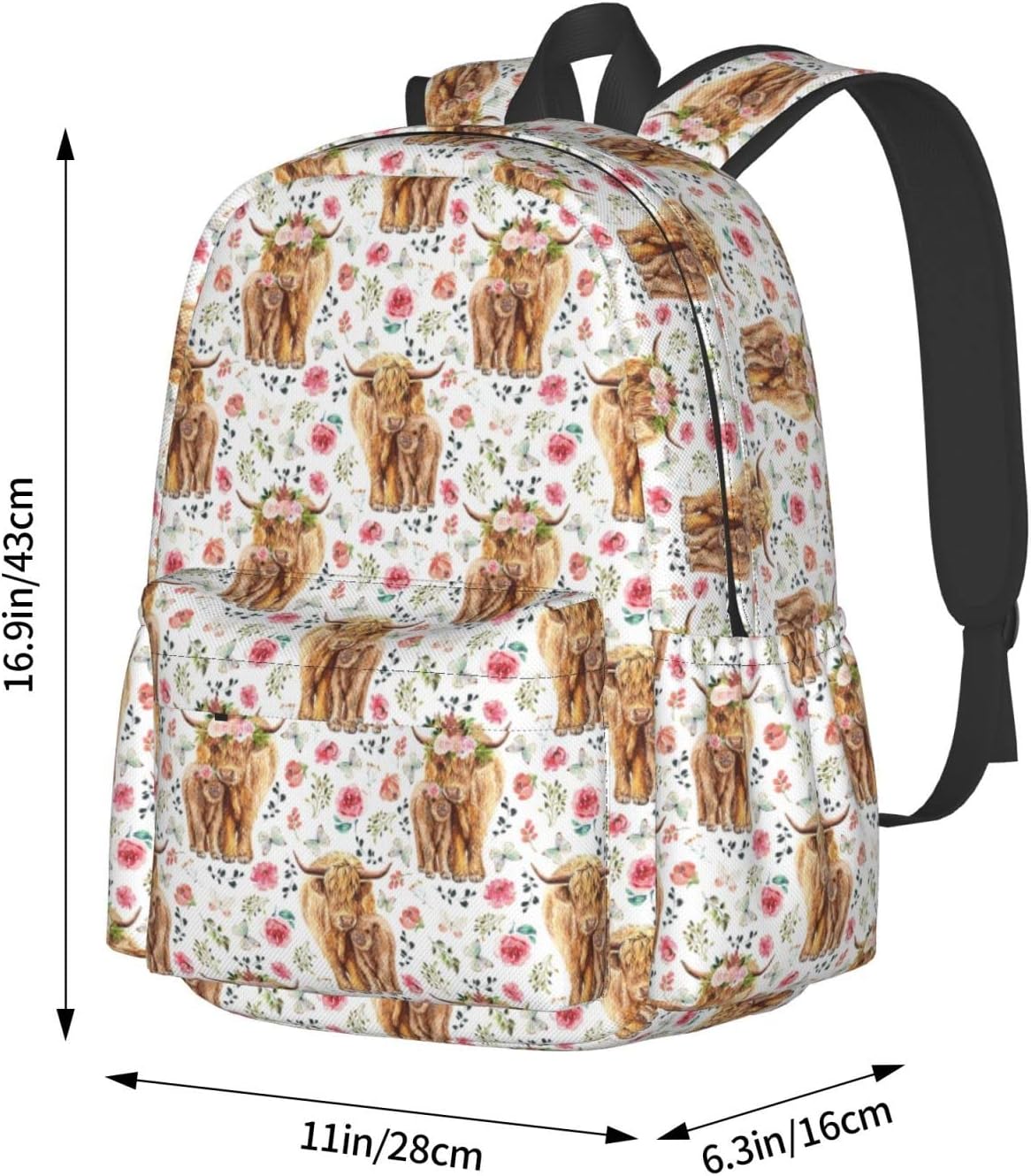 Zisqerts Backpack 16 Inches Backpack Highland Cow Lightweight Travel Laptop