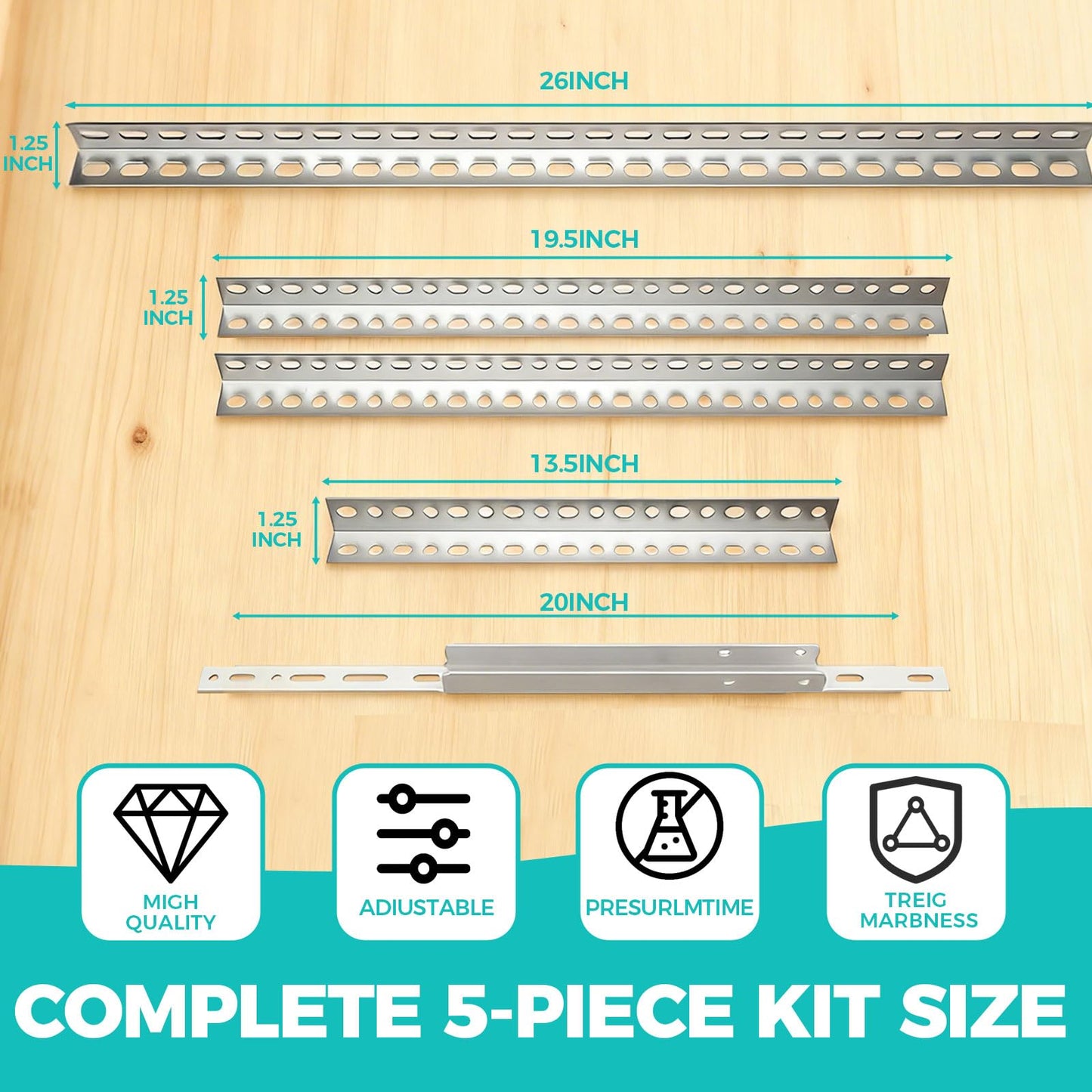 Universal Garage Door Opener Hanging Kit, 5-Piece Heavy Duty Opener Mounting Brackets with Garage Door Reinforcement Bracket, Compatible with Genie/Chamberlain/Craftsman Smart Chain Drive Openers