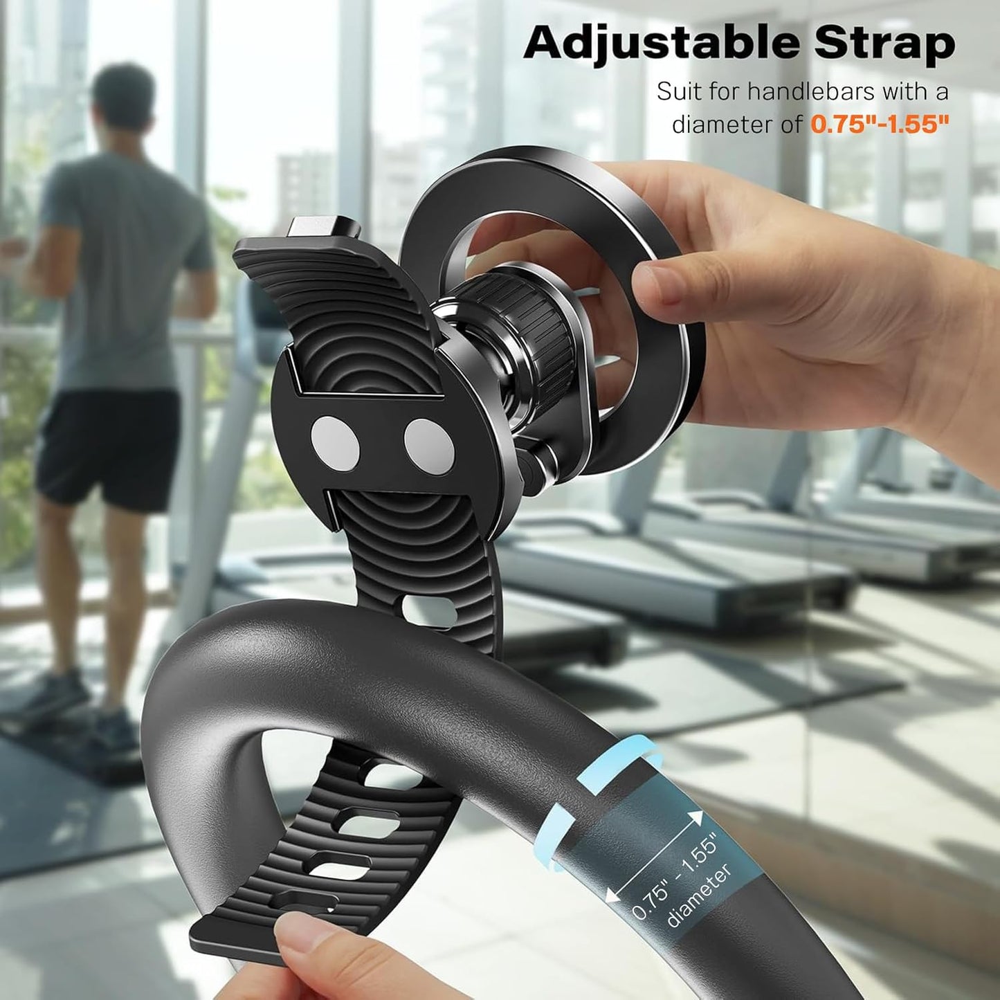 A2C Phone Holder for Peloton Bike, Stroller Phone Holder with Strong Magnets, Rotatable & Foldable Magnetic Phone Mount